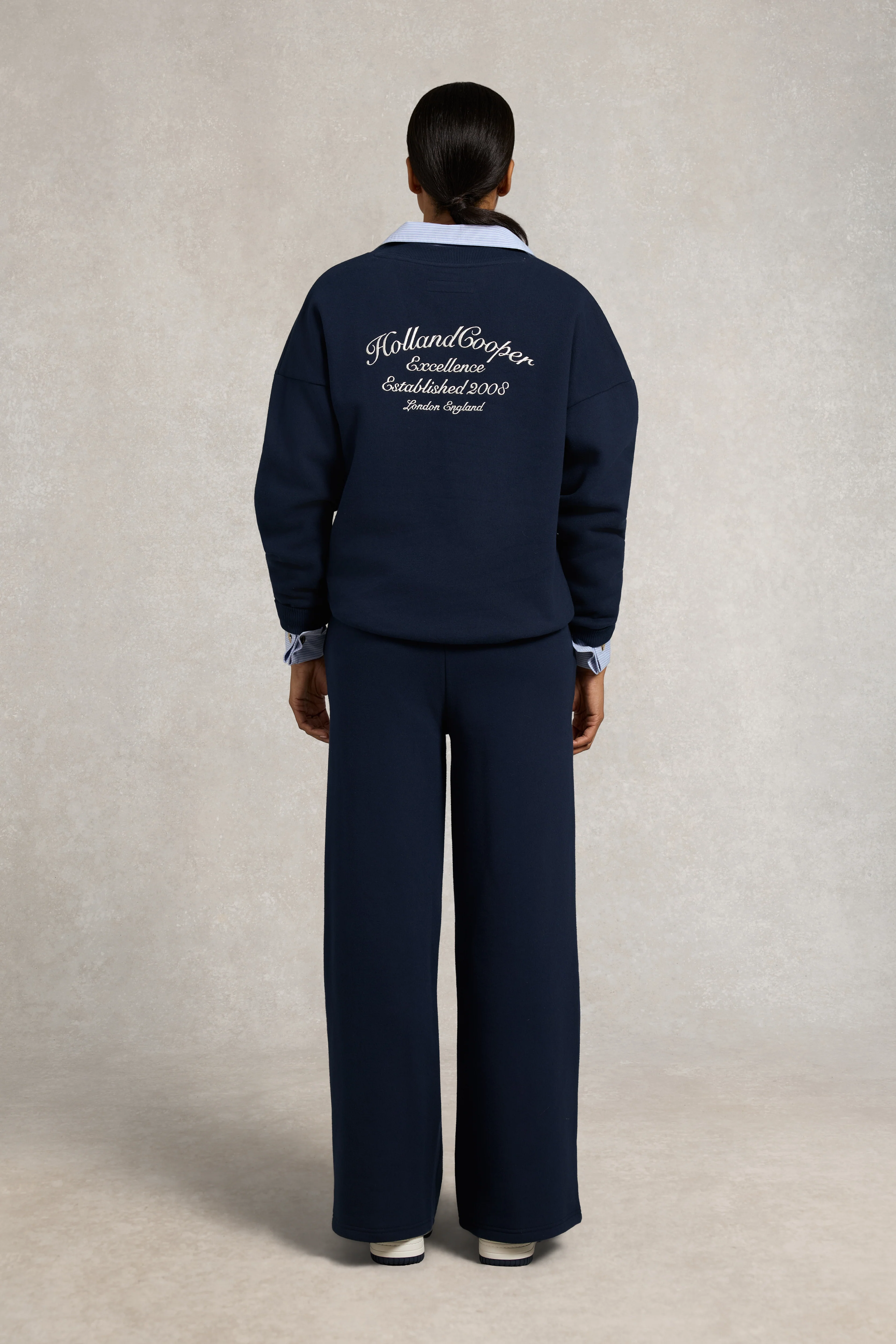 Relaxed Fit V-Neck Sweat (Ink Navy Ecru) - Image 5