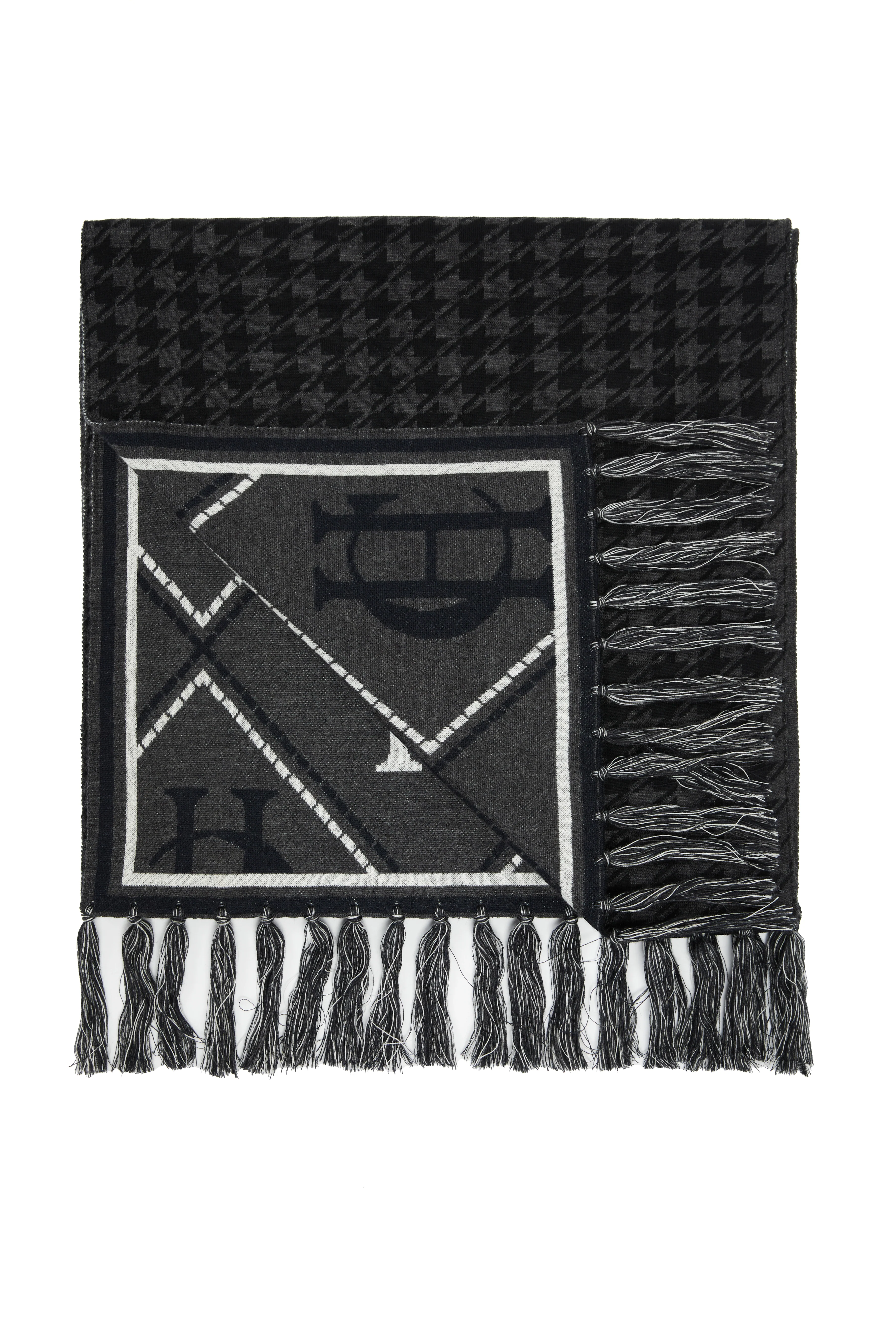 Reversible Monogram Scarf (Charcoal Houndstooth) - Image 11