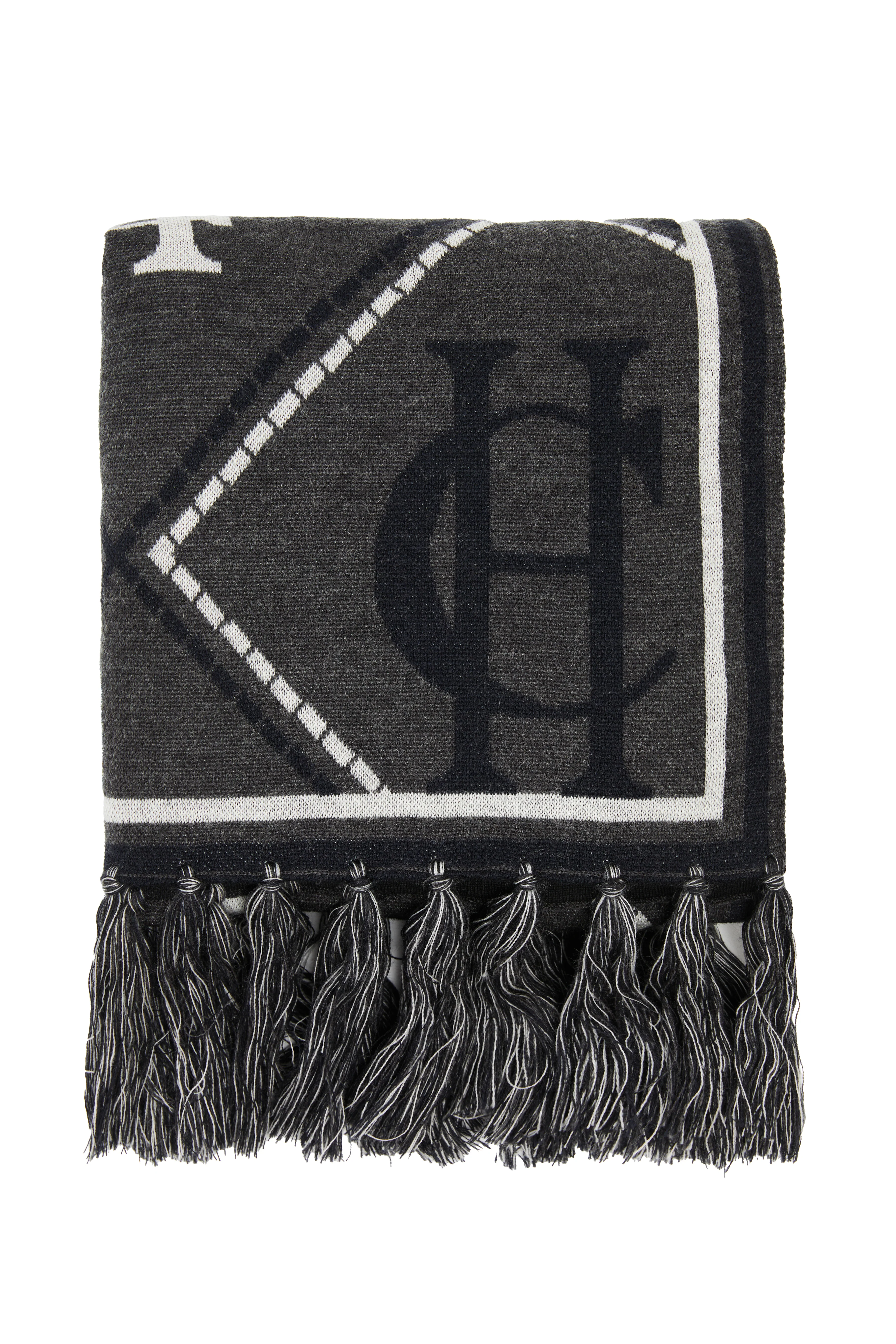 Reversible Monogram Scarf (Charcoal Houndstooth) - Image 12