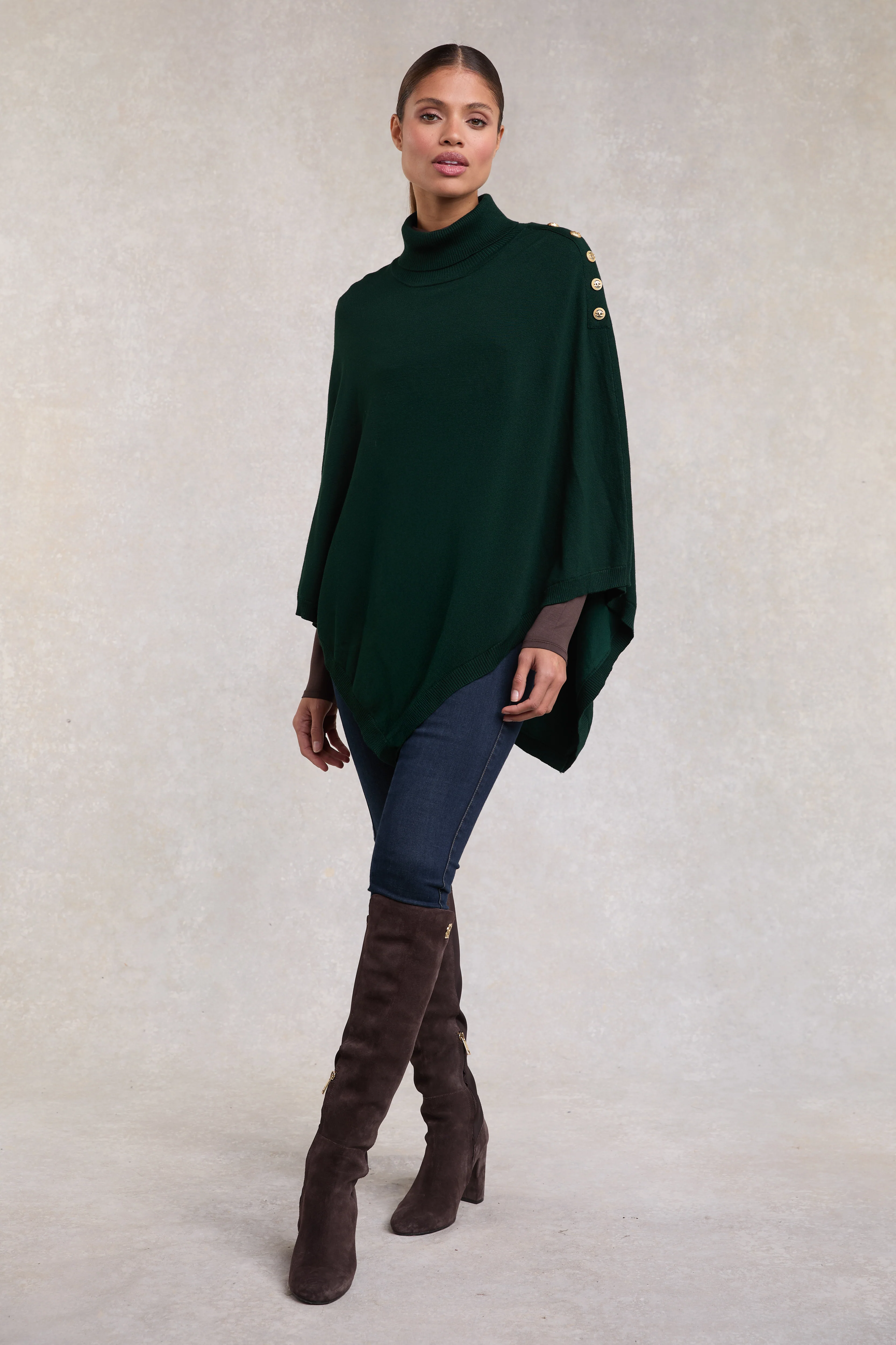 Roll Neck Cape (Deep Emerald) - Image 2