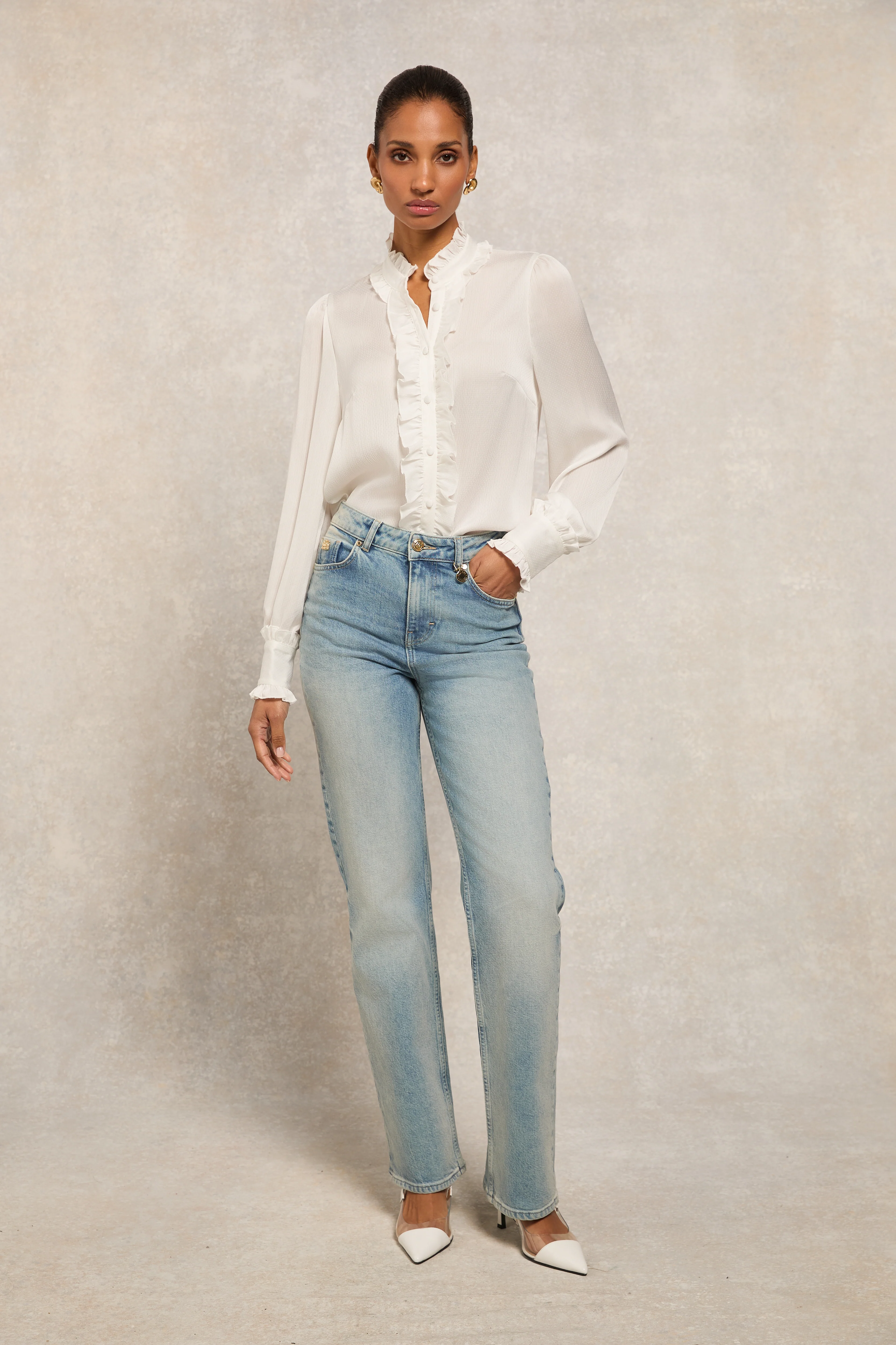 Ruby Ruffle Shirt (White) - Image 2