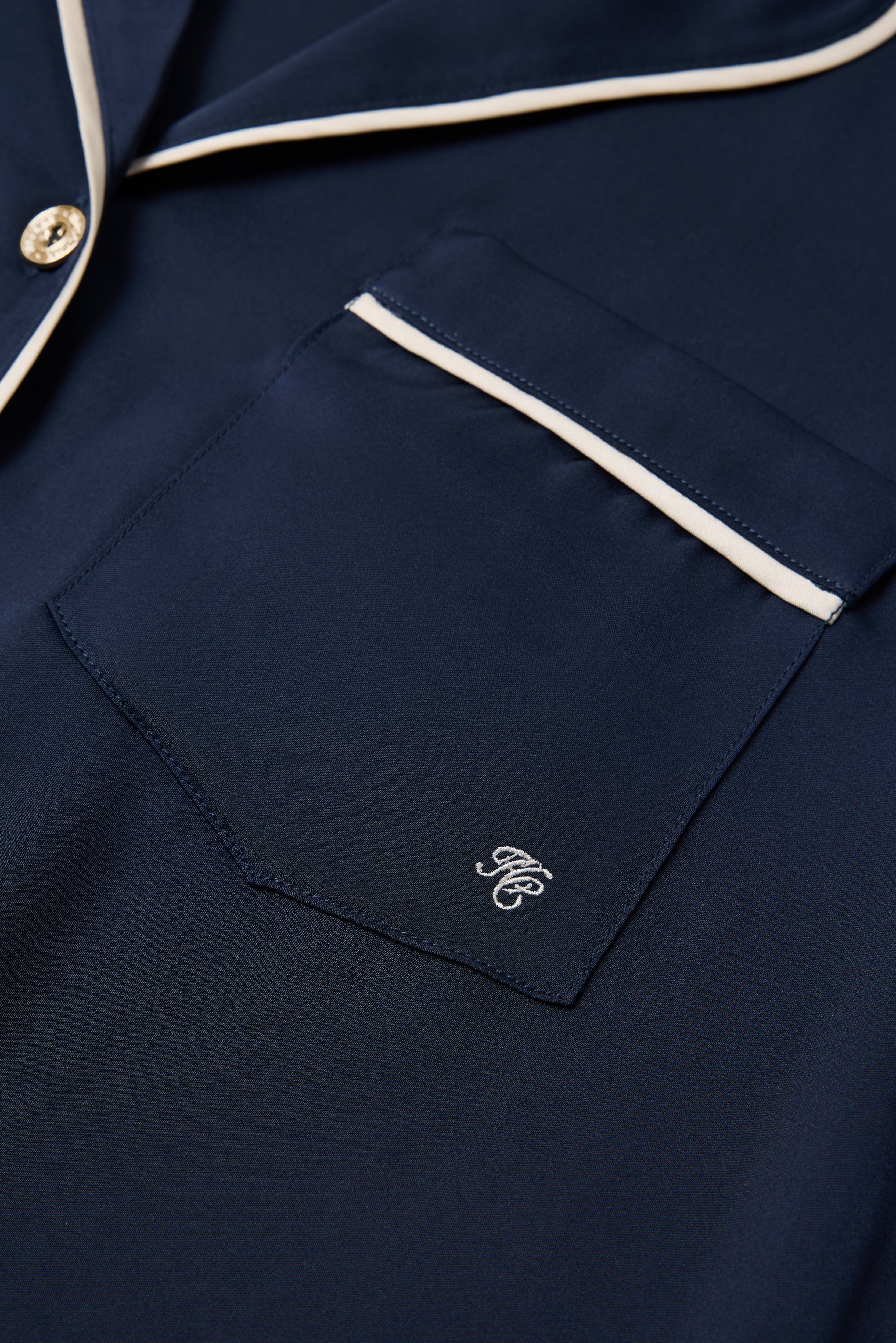 Satin Pyjama Set (Navy) - Image 9