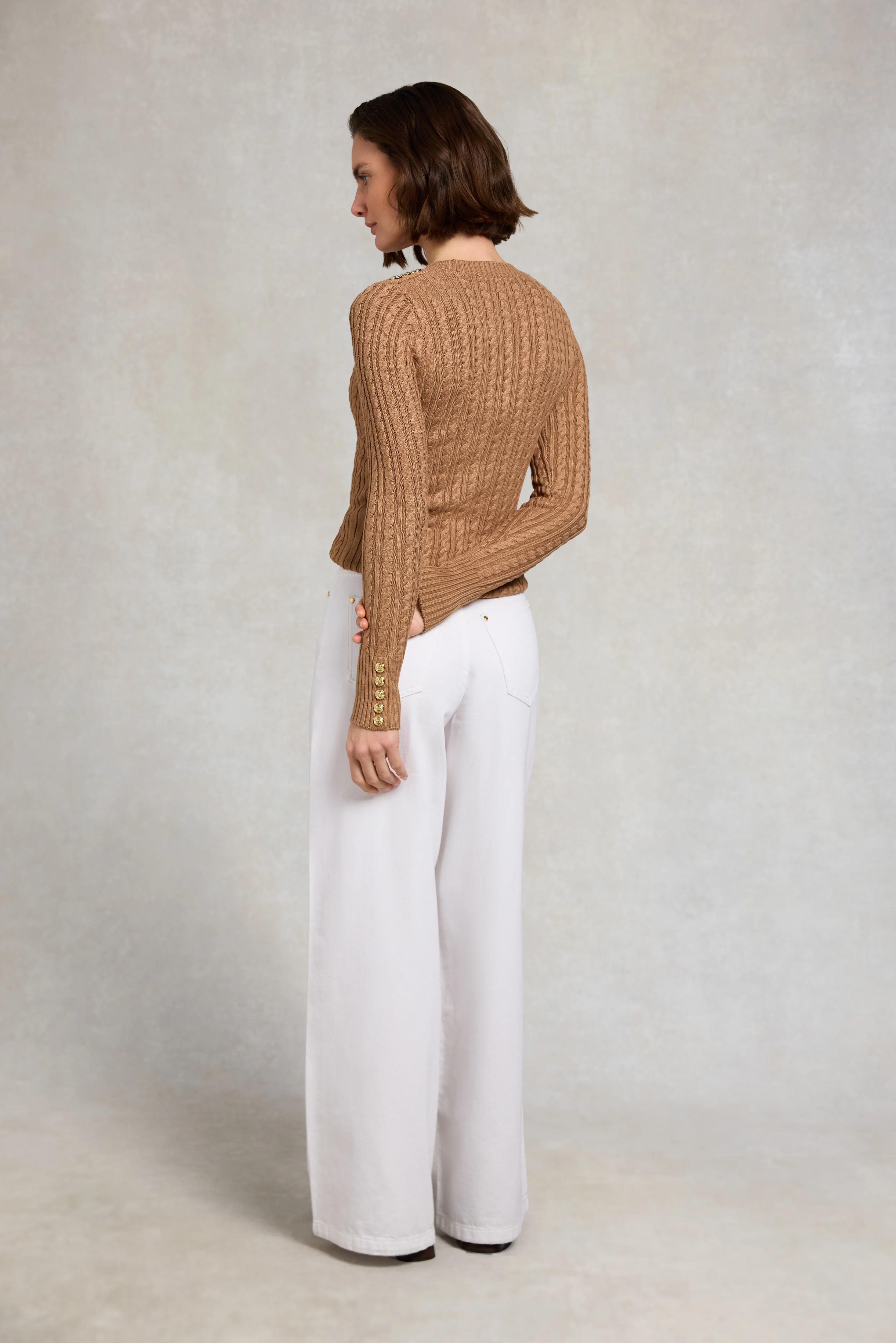 Seattle Cable Crew Knit (Dark Camel) - Image 4