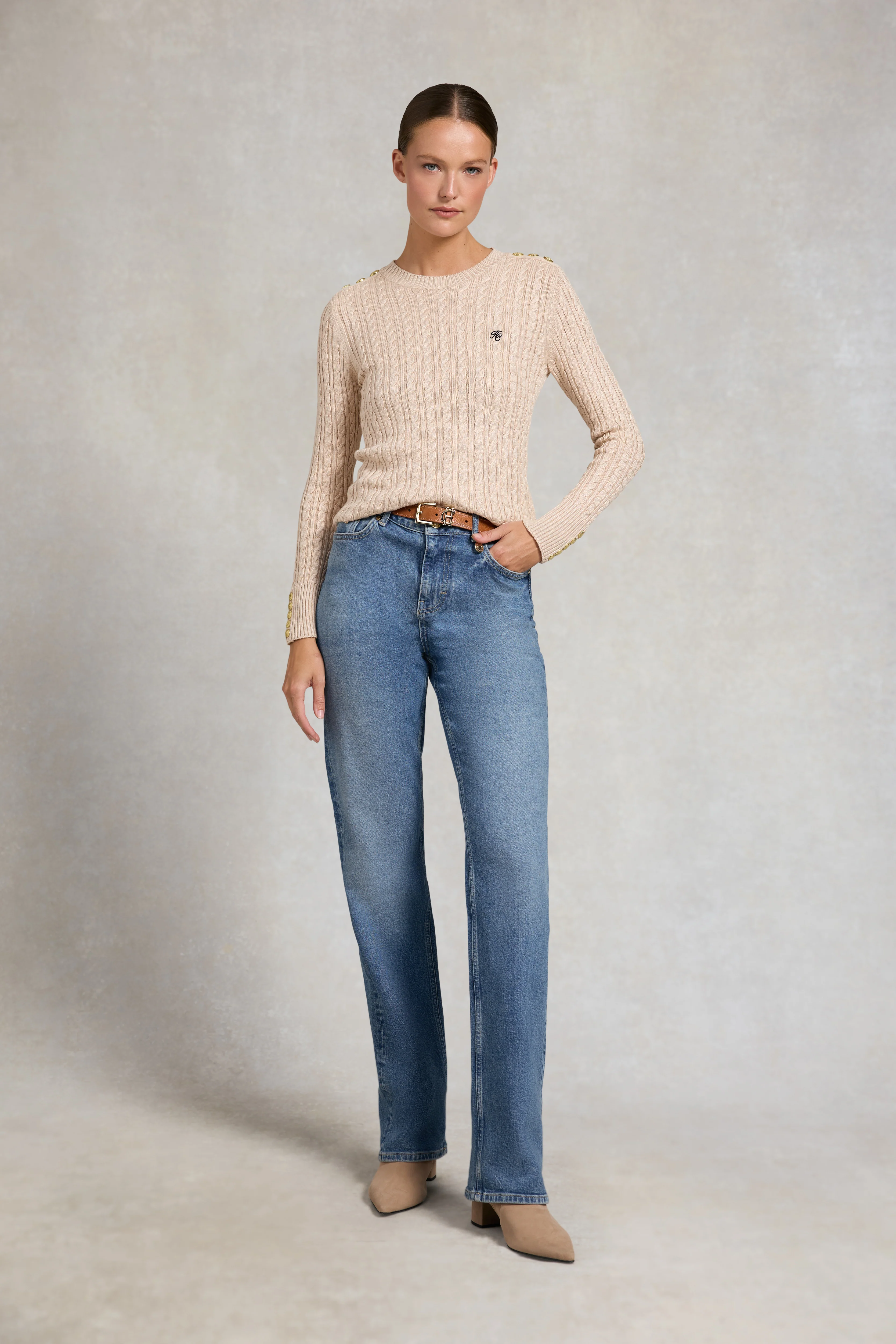Seattle Cable Crew Knit (Oatmeal) - Image 4
