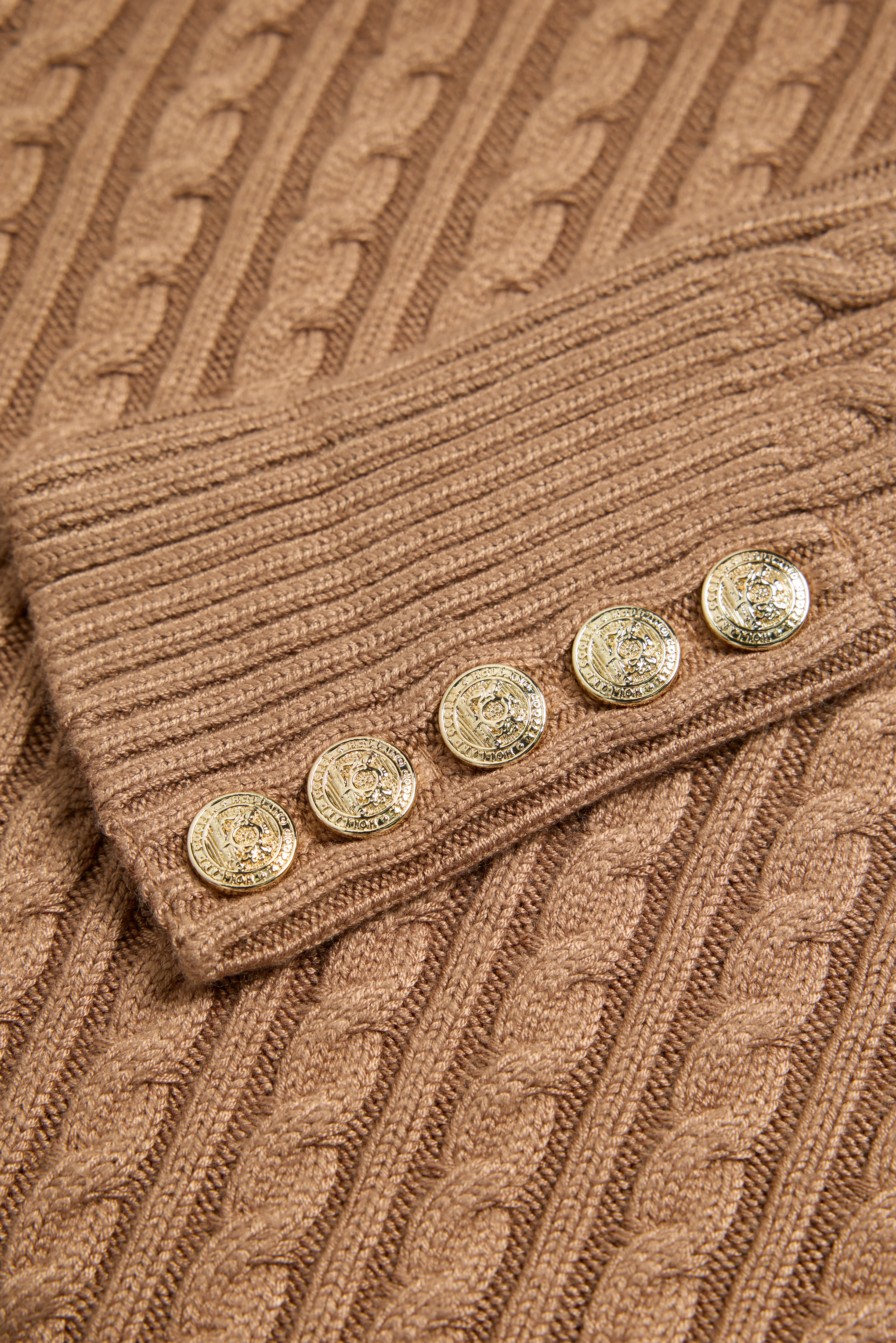 Seattle Roll Neck Cable Knit (Dark Camel Marl) - Image 7