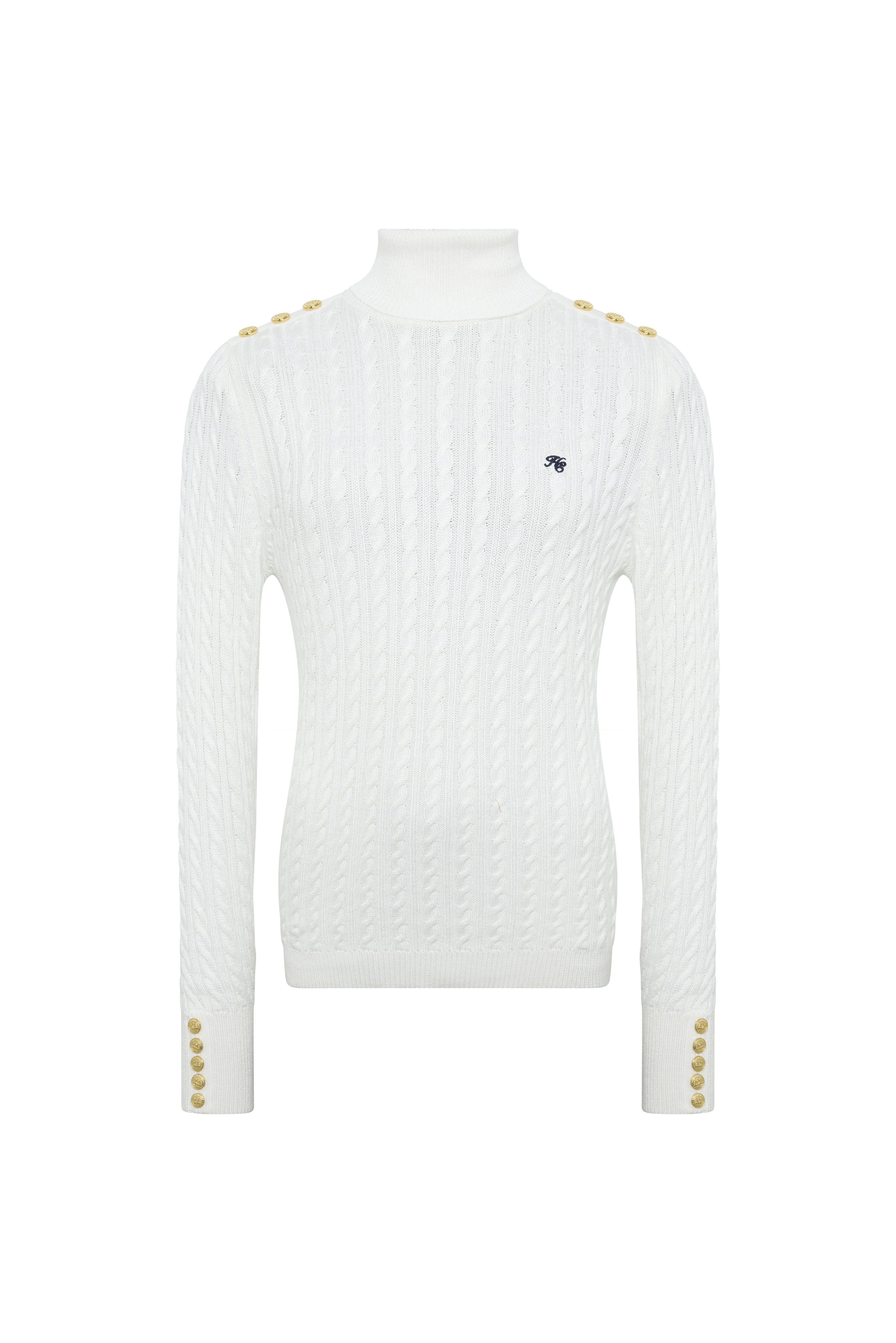 Seattle Roll Neck Cable Knit (Winter White) - Image 6