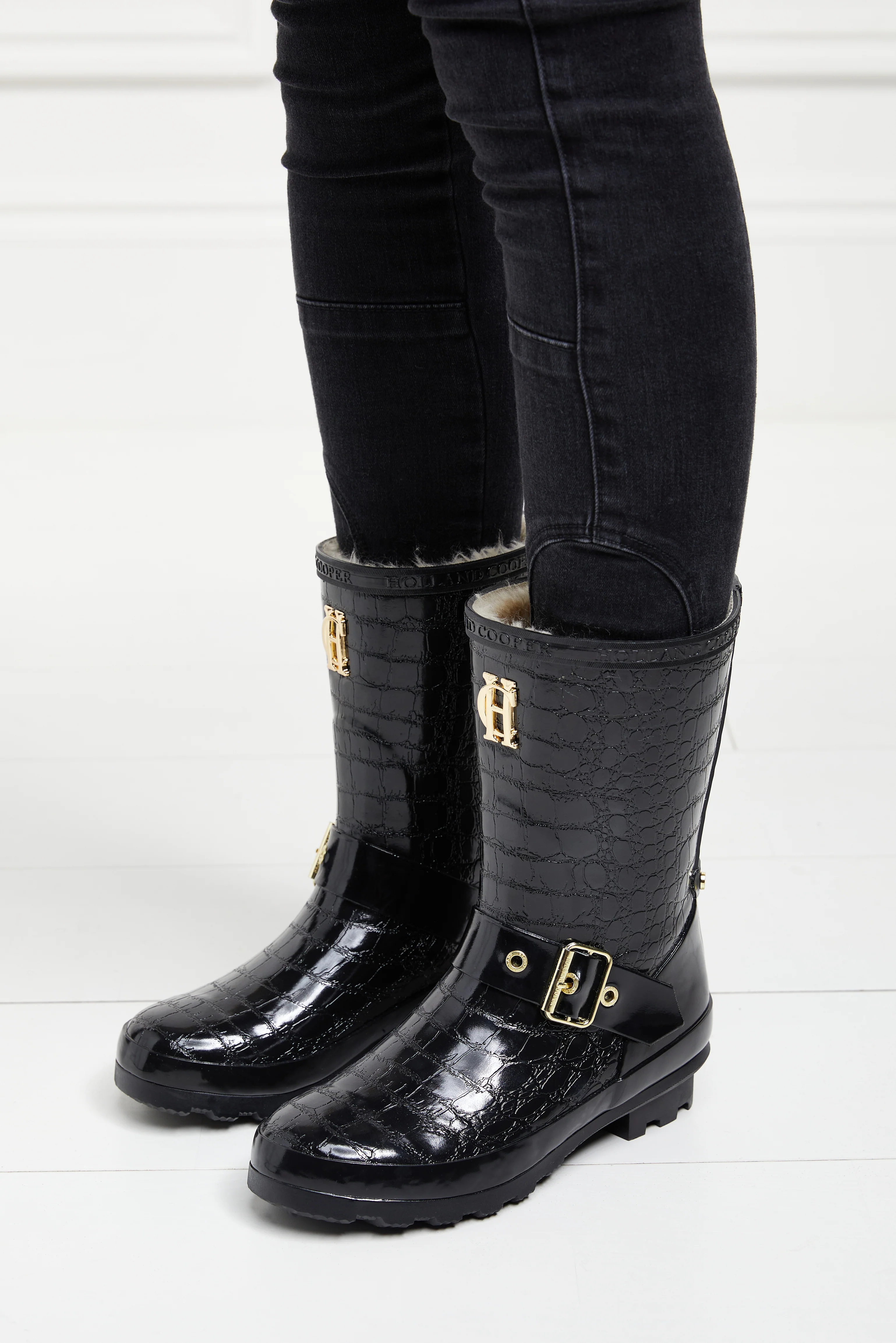 Sherpa Lined Chelsea Wellington (Black Croc) - Image 4