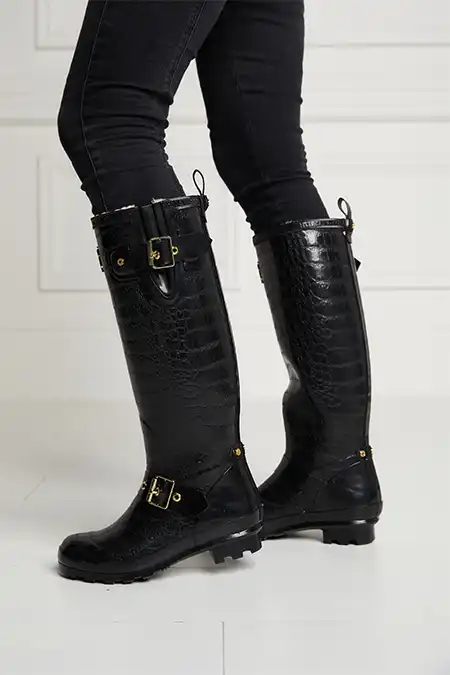 Sherpa Lined Regency Wellington (Black Croc) - Image 5