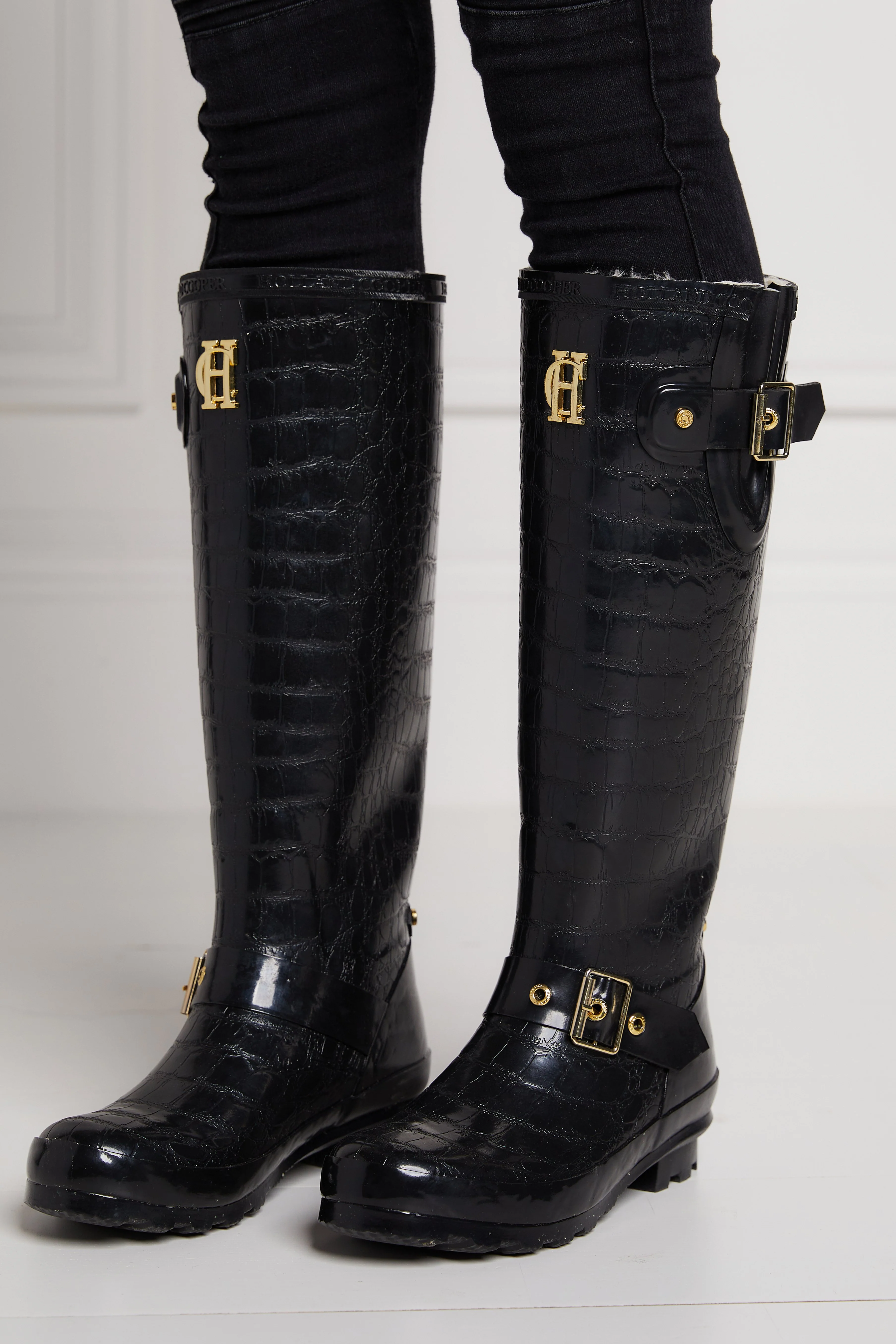 Sherpa Lined Regency Wellington (Black Croc) - Image 7