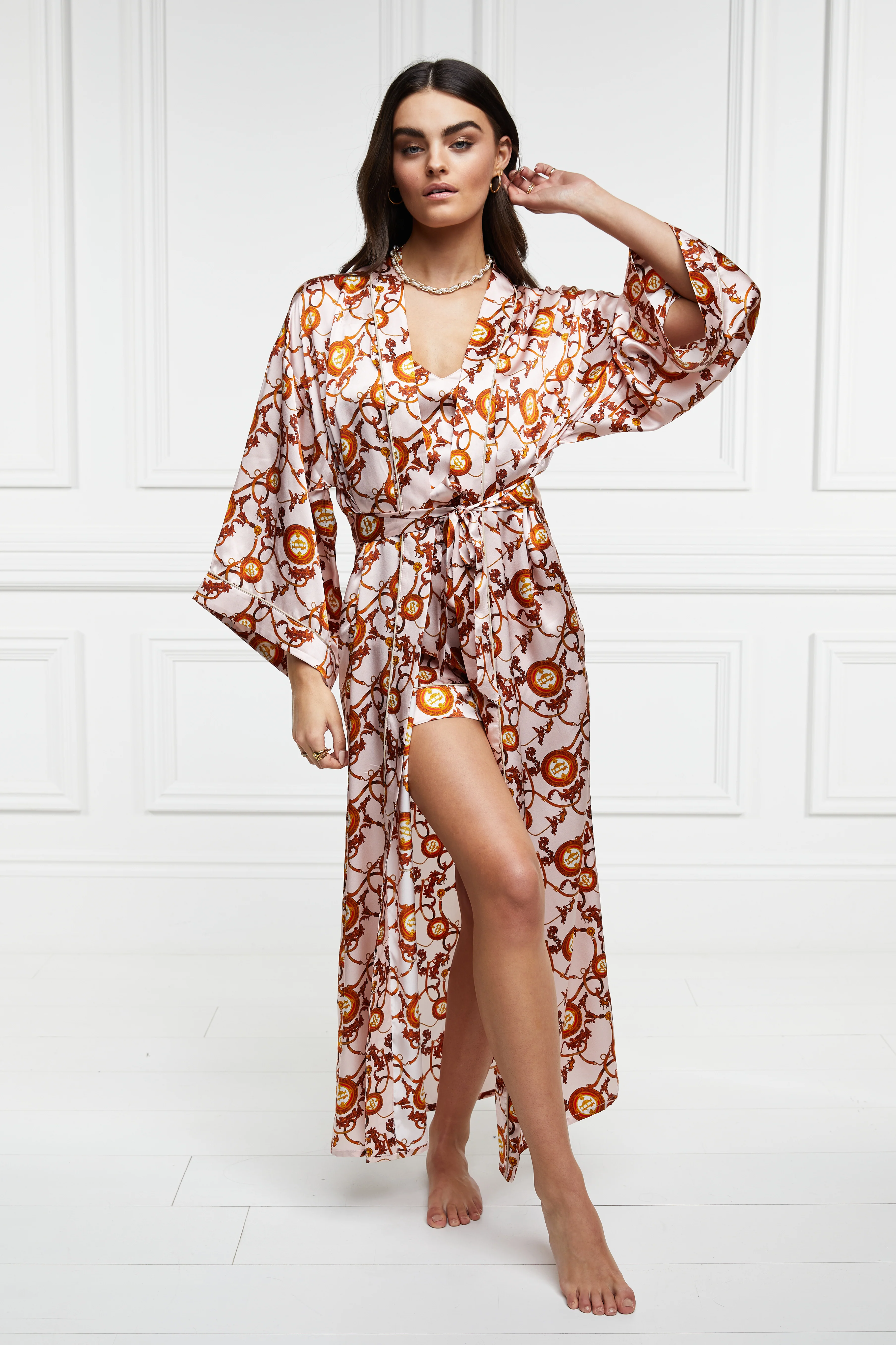 Silk Full Length Dressing Gown (Blush) - Image 3