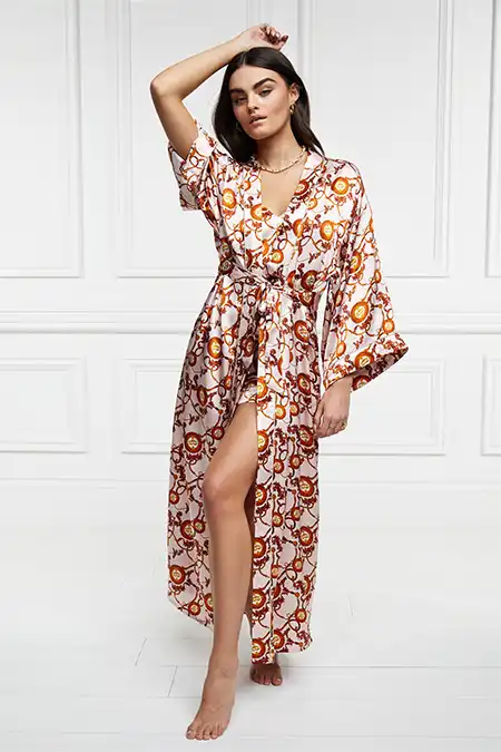 Silk Full Length Dressing Gown (Blush) - Image 5
