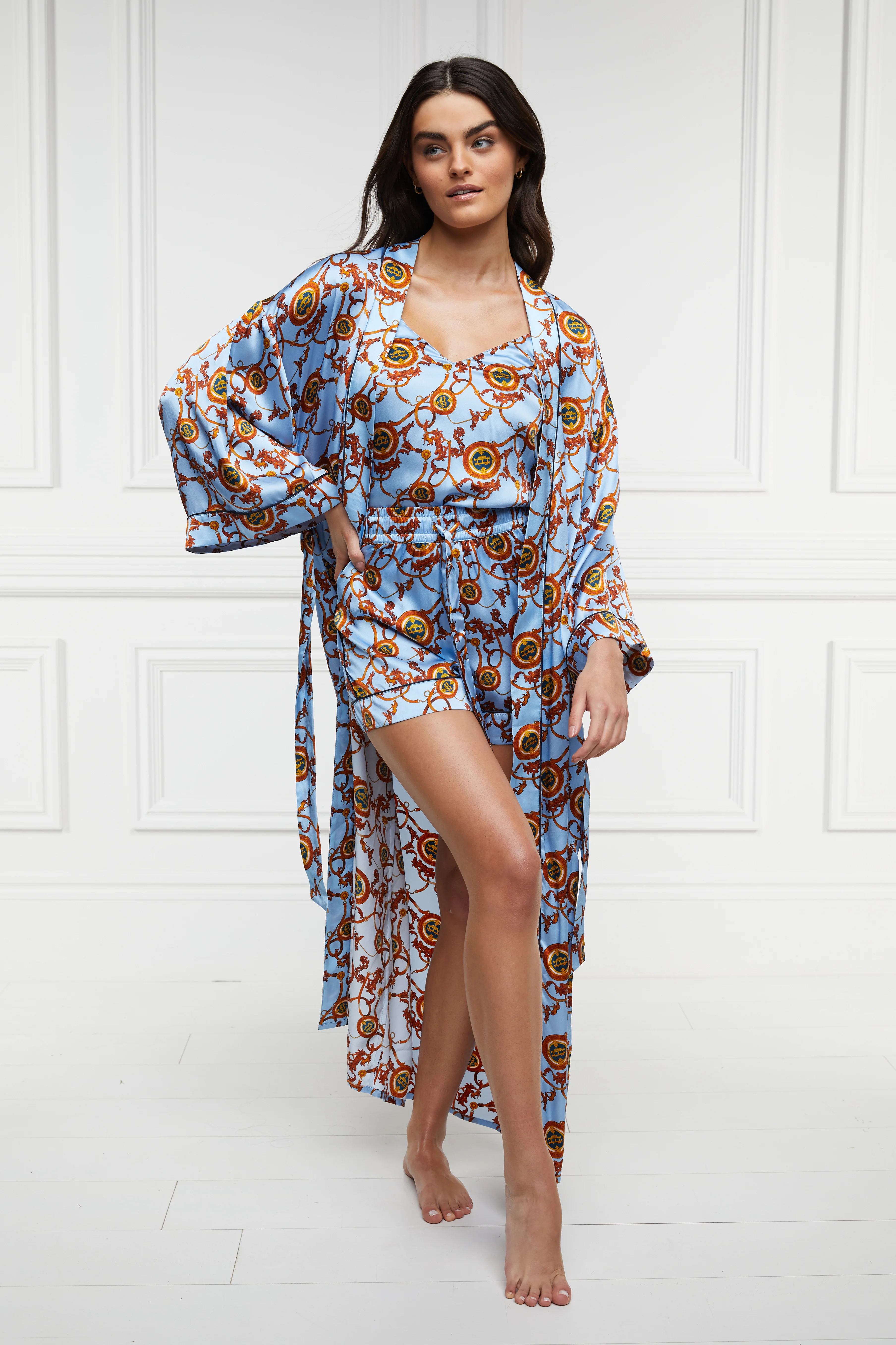 Silk Full Length Dressing Gown (Sky Blue) - Image 7