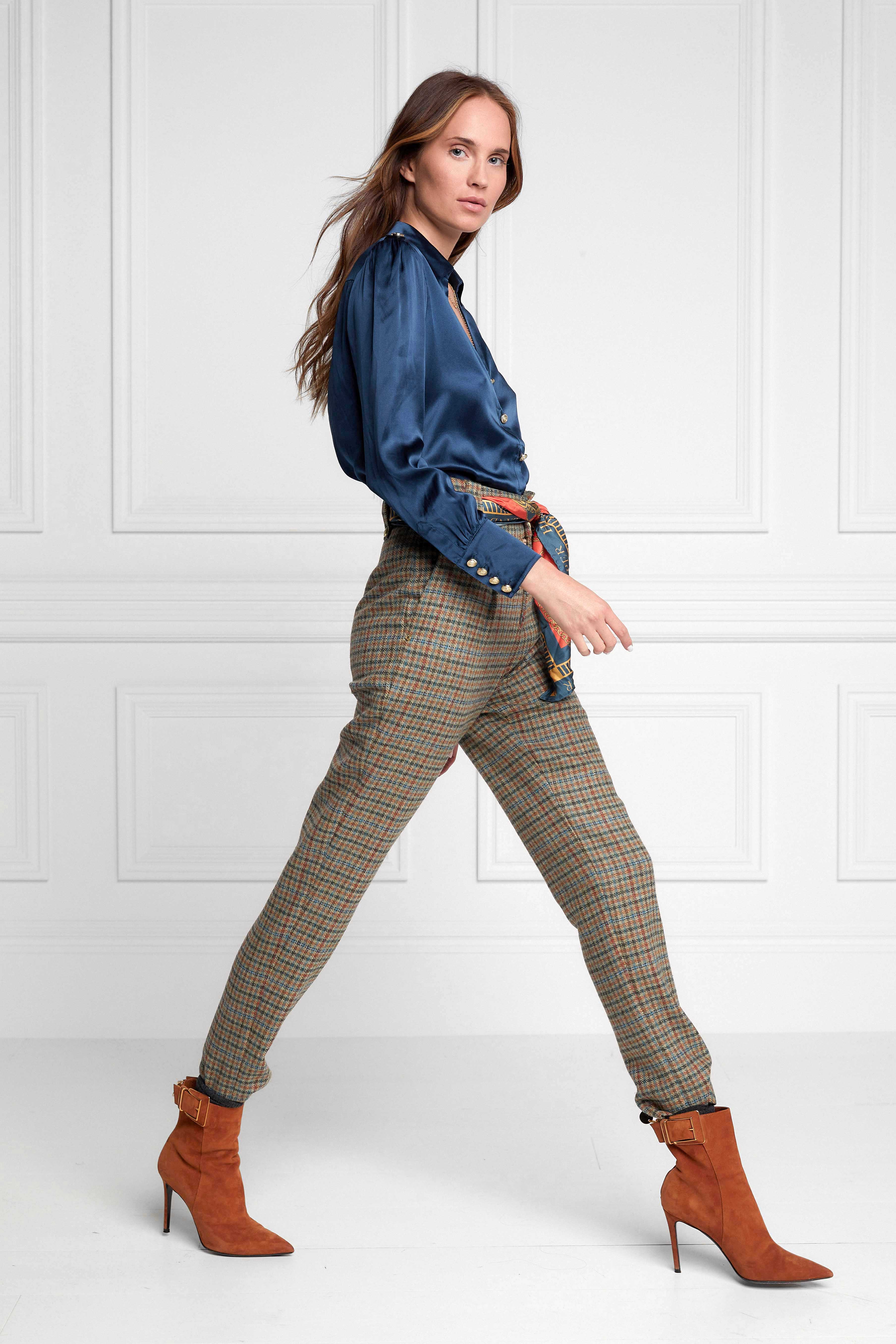 Silk V-Neck Blouse (Petrol Blue) - Image 8