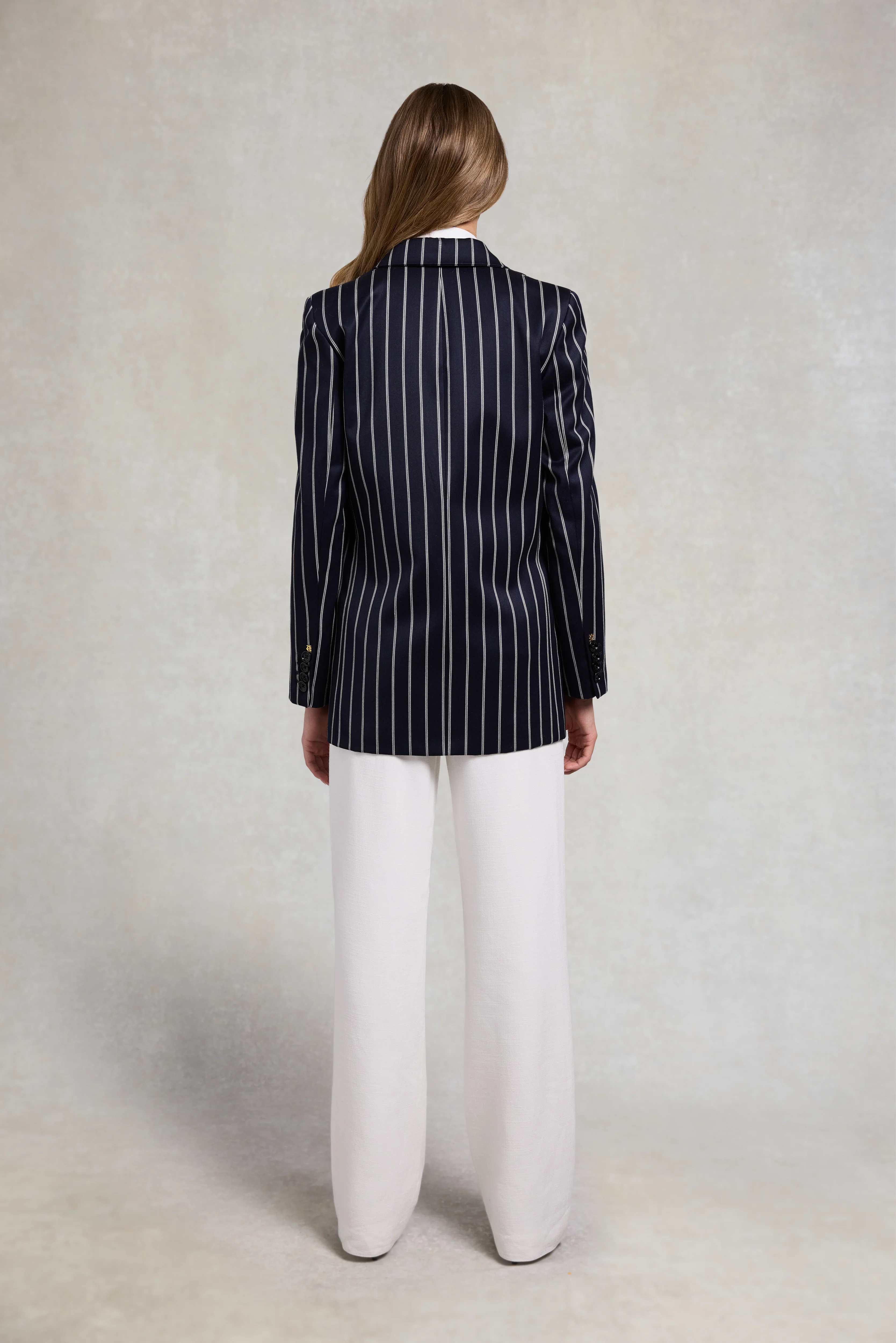 Single Breasted Belgravia Blazer (Ink Navy Wide Stripe) - Image 6