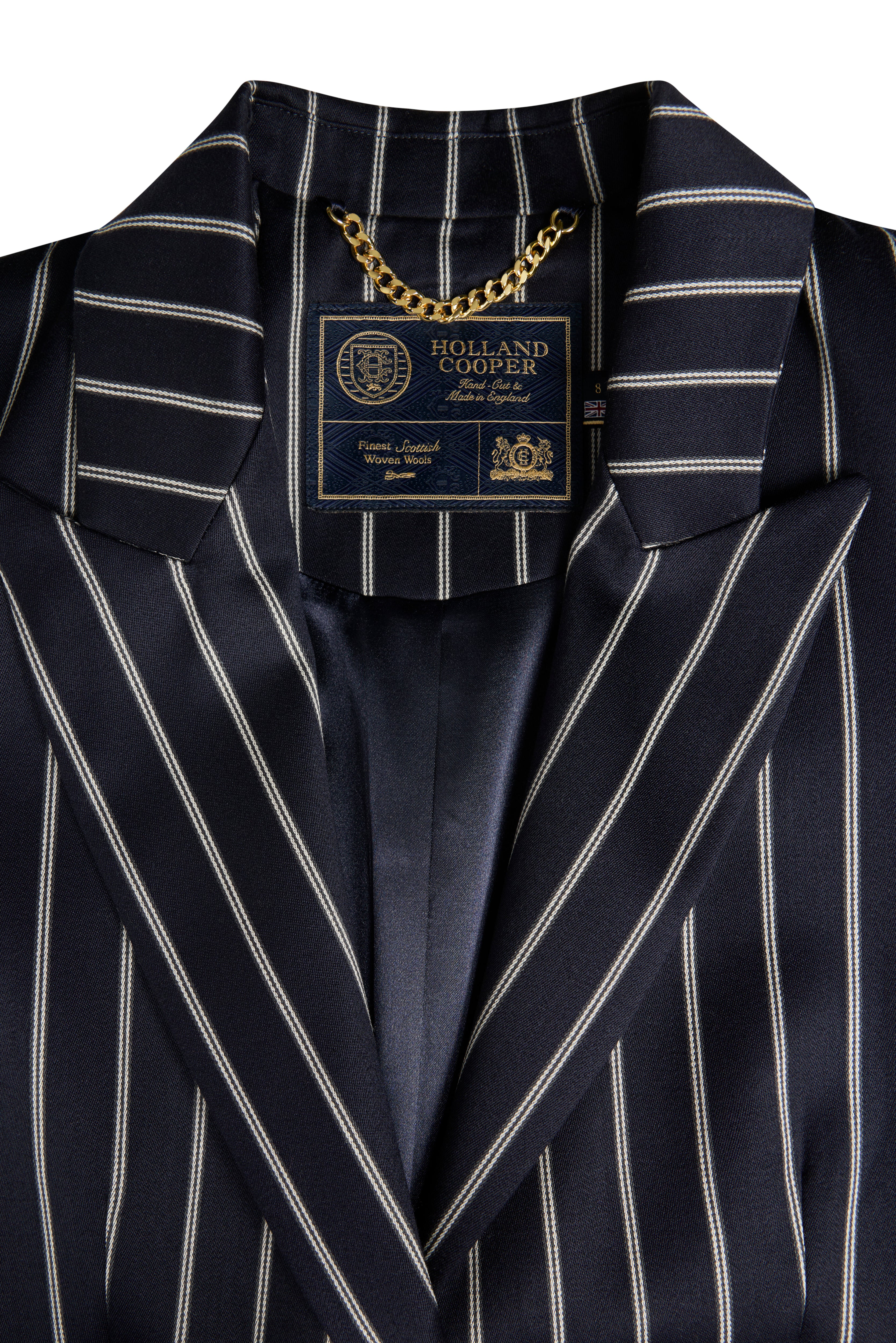 Single Breasted Belgravia Blazer (Ink Navy Wide Stripe) - Image 7