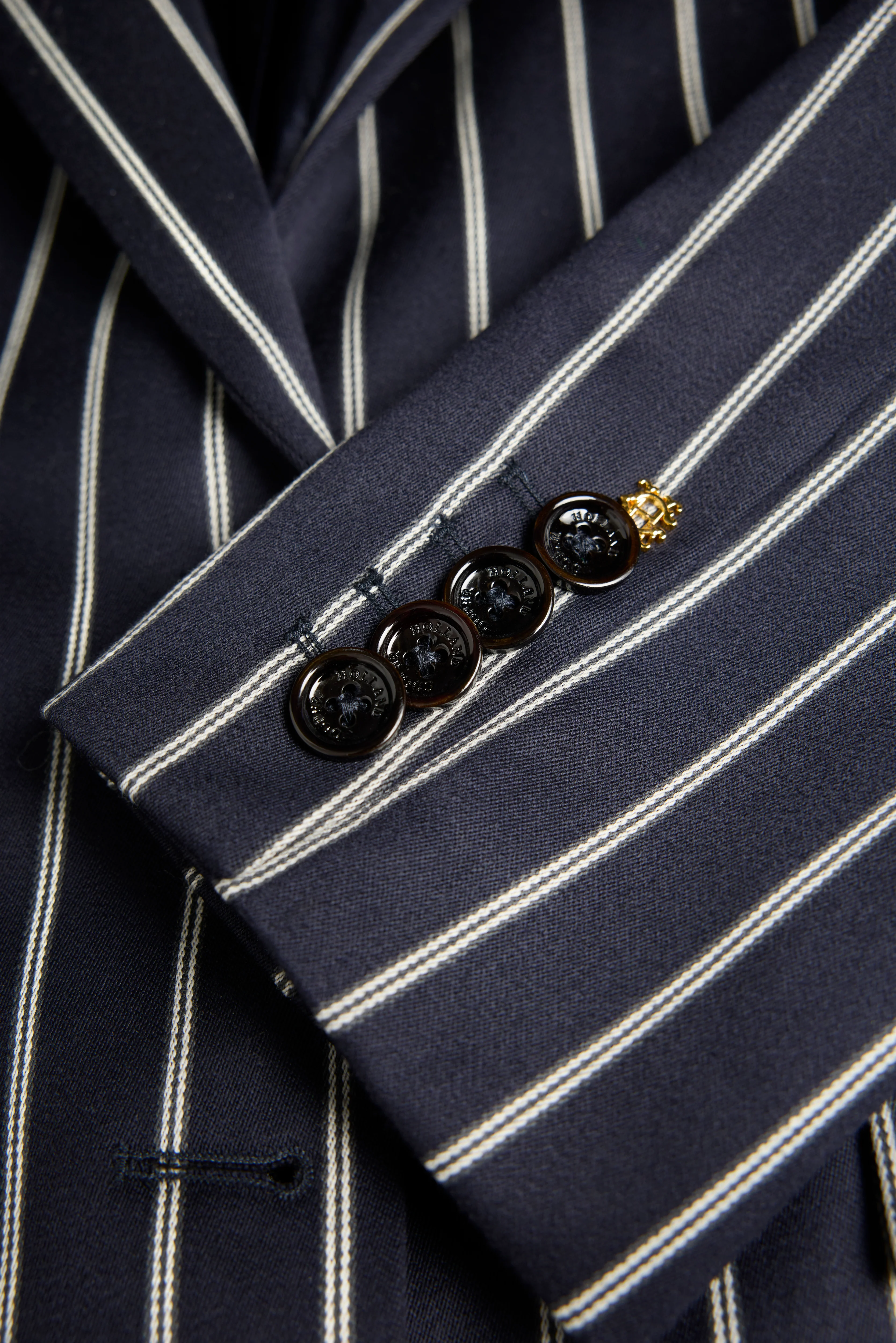 Single Breasted Belgravia Blazer (Ink Navy Wide Stripe) - Image 9