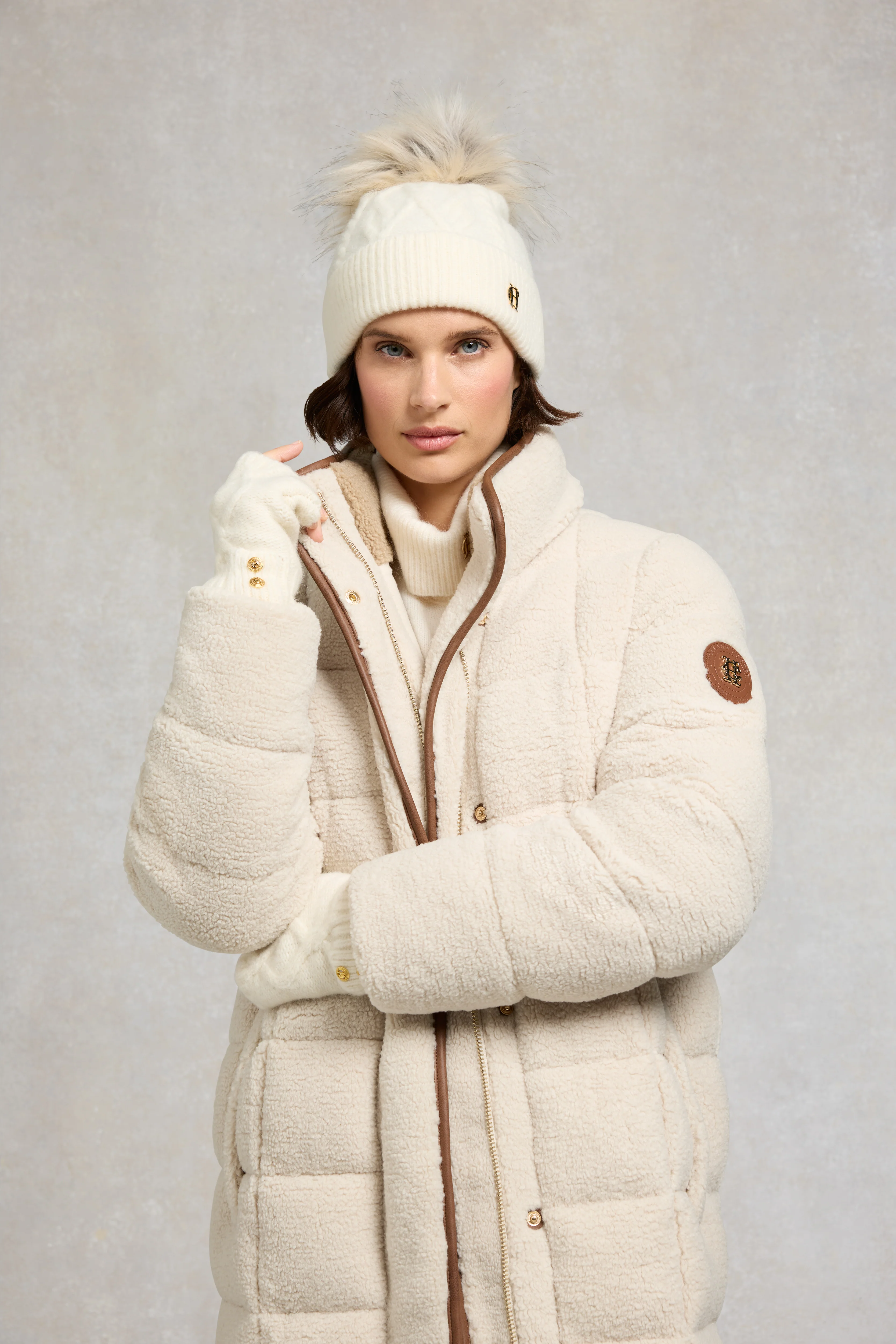 Sloane Cable Bobble Hat (Cream) - Image 3