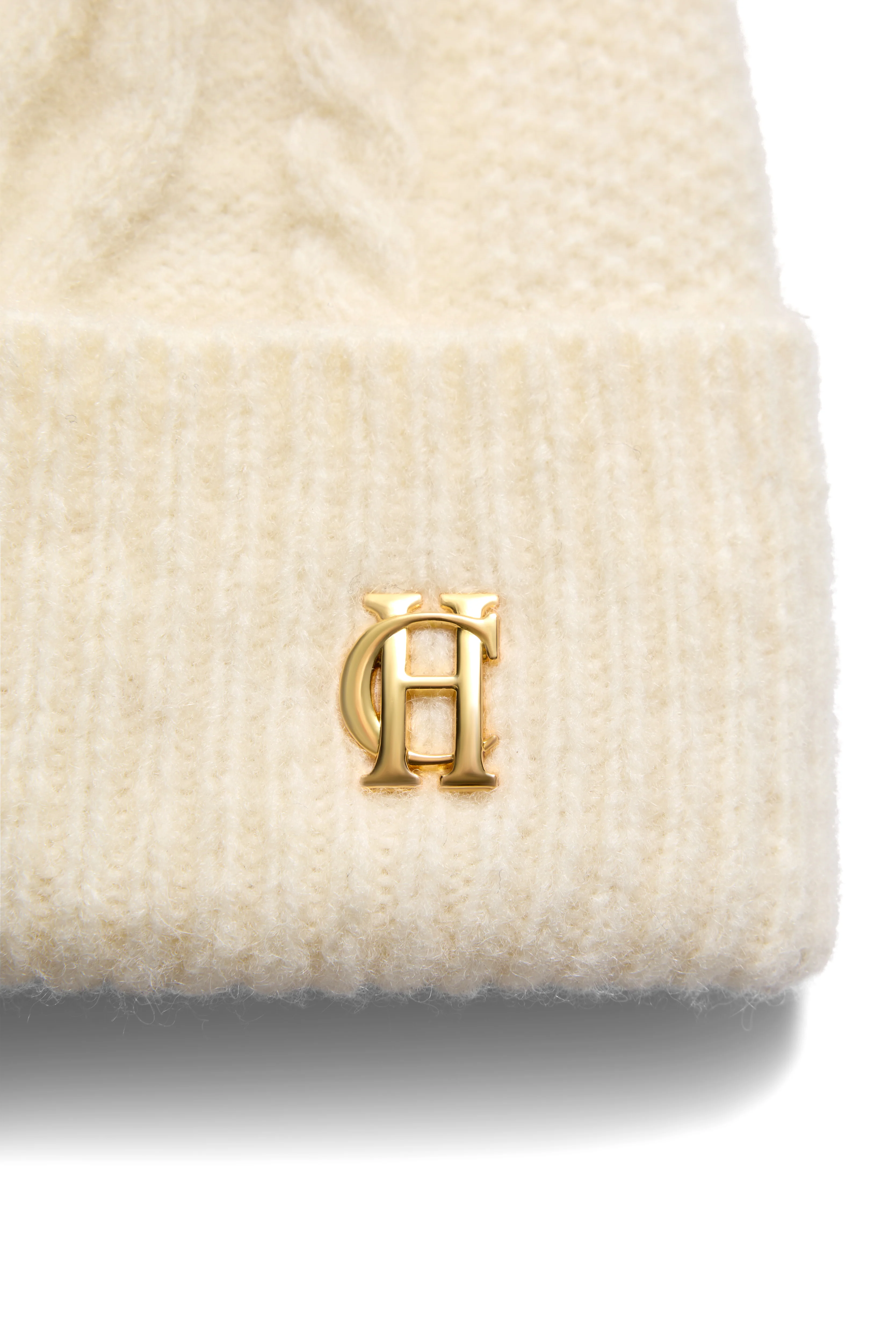 Sloane Cable Bobble Hat (Cream) - Image 4