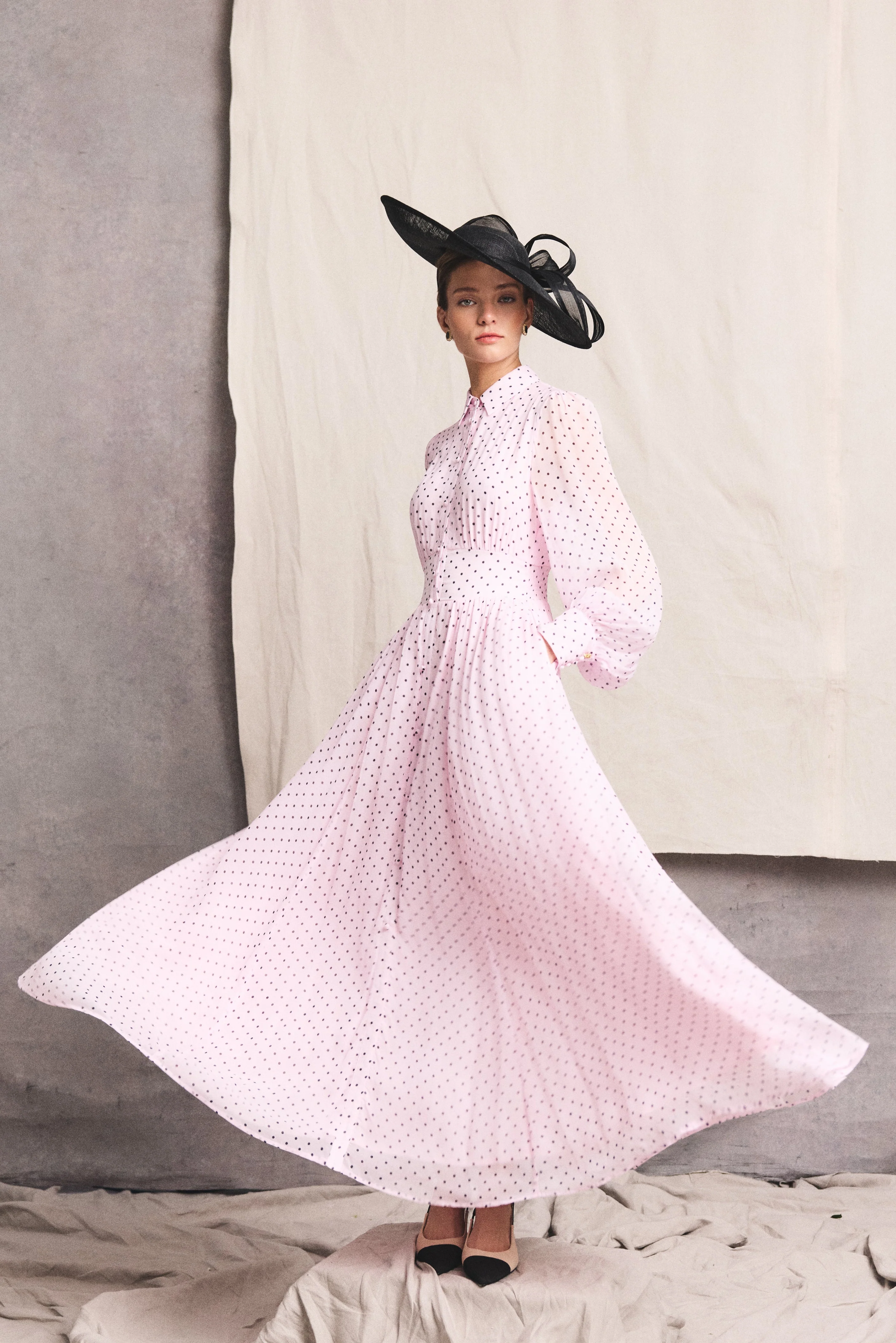 Sorrento Shirt Dress (Pink Polka Dot)