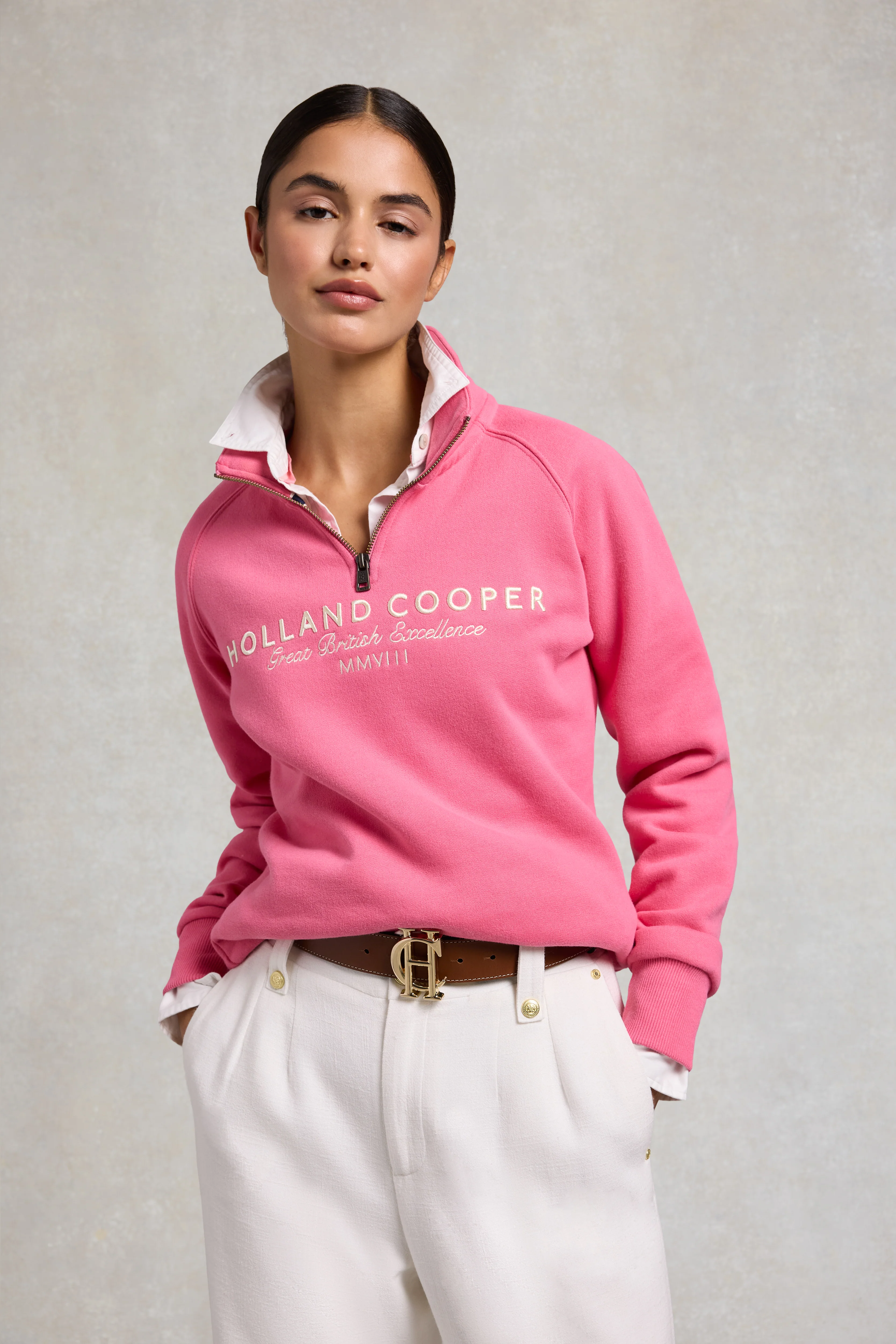 Sporting Goods Zip Henley (Peony Pink) - Image 2