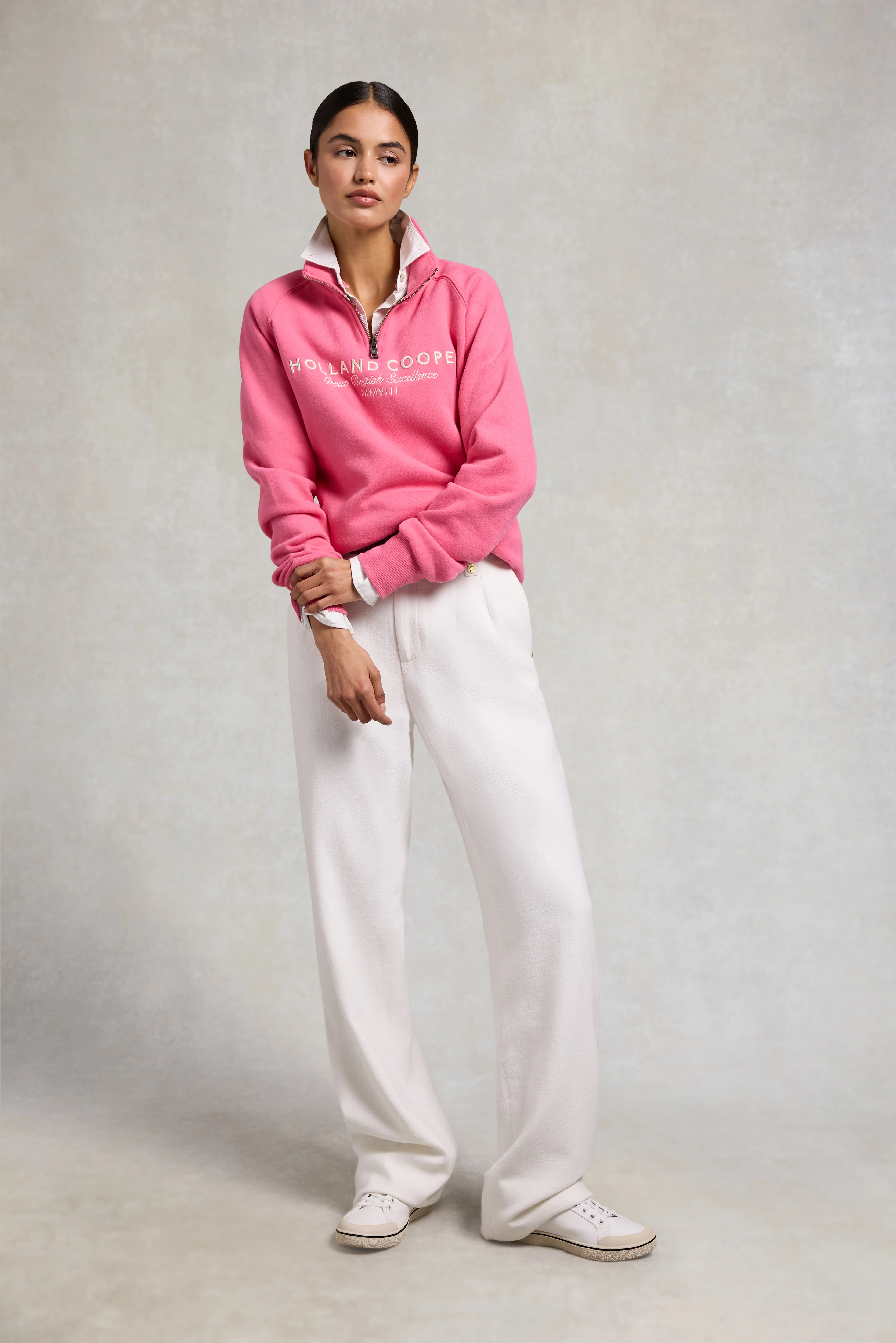 Sporting Goods Zip Henley (Peony Pink) - Image 5