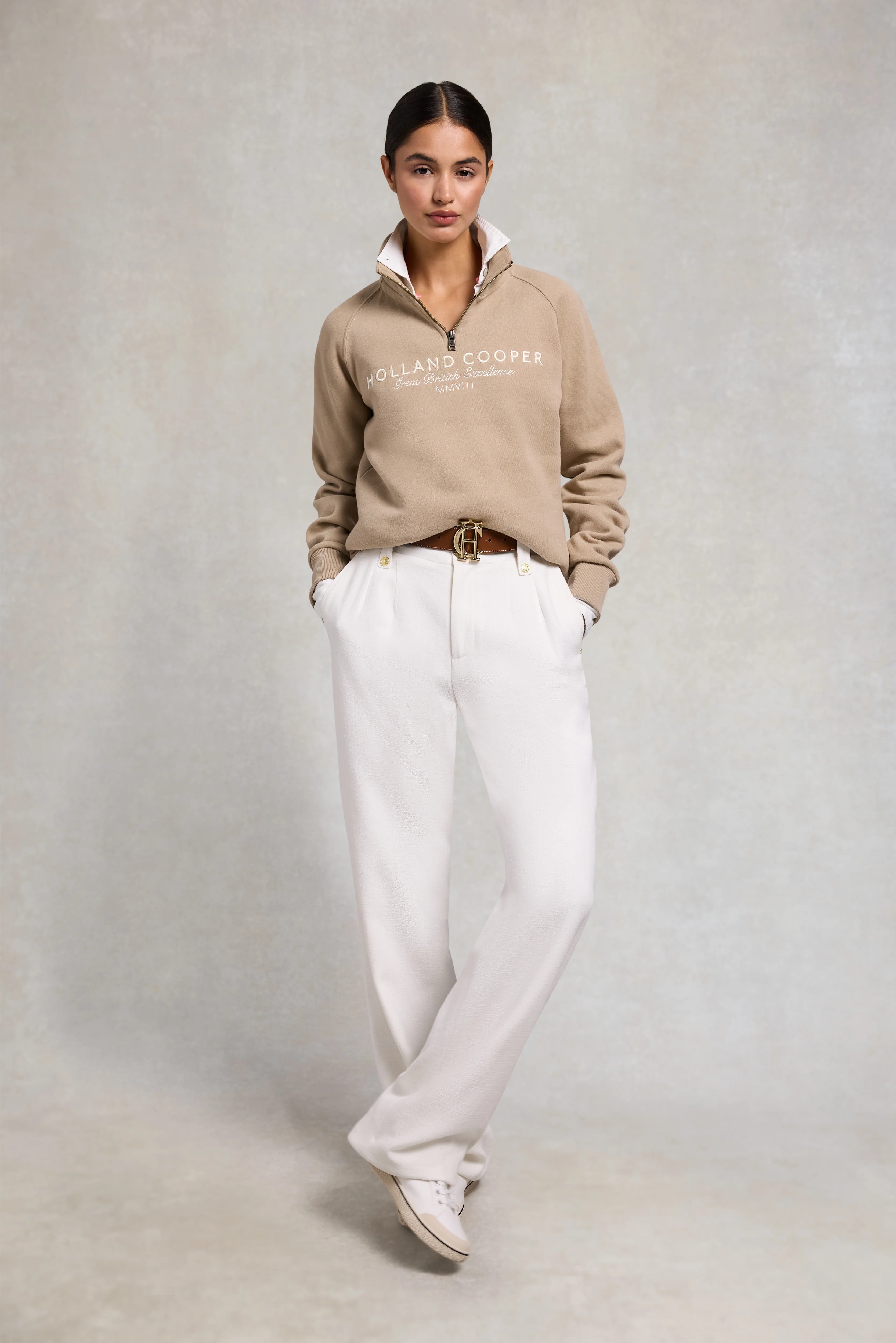 Sporting Goods Zip Henley (Taupe) - Image 3