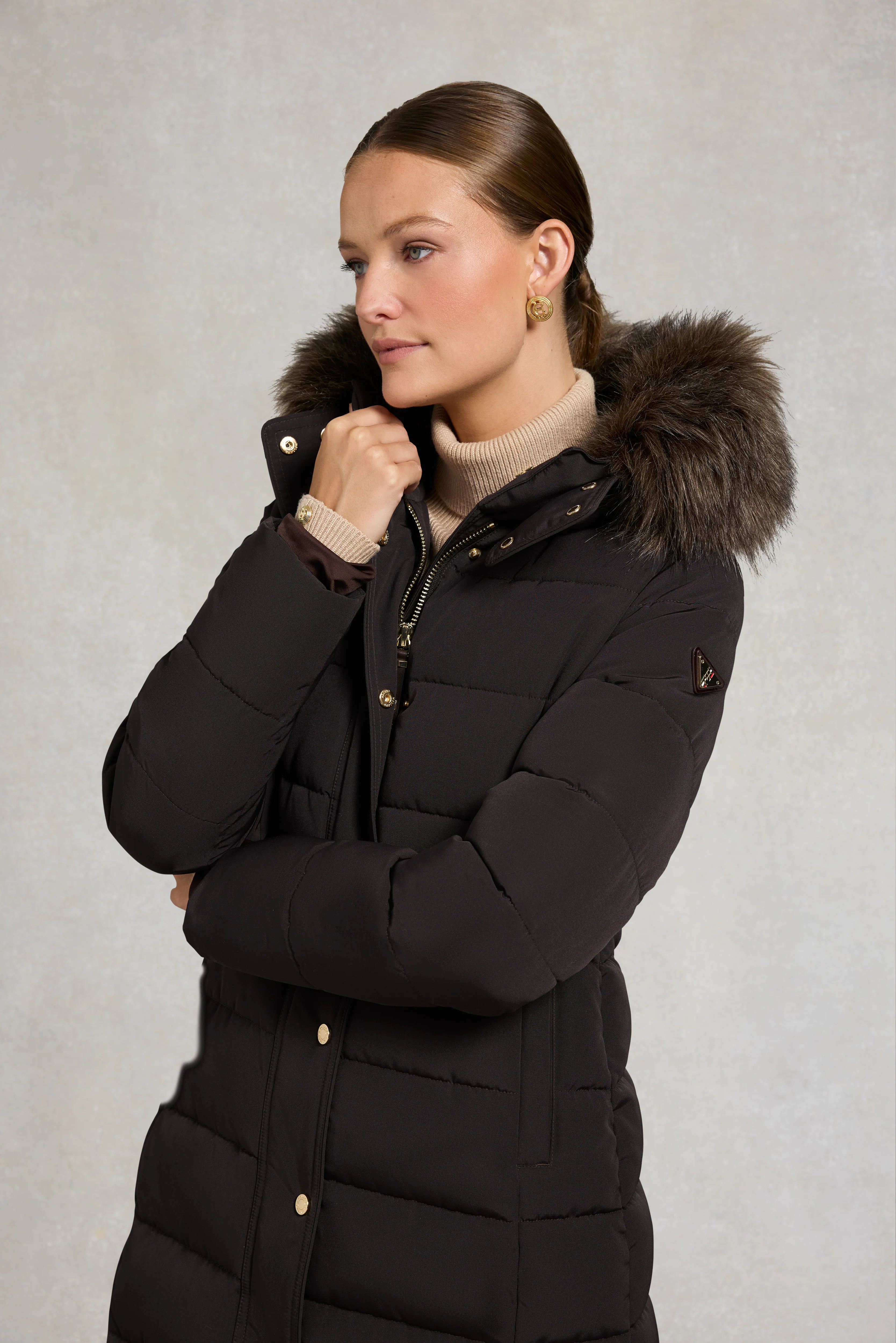 Stoneleigh Longline Coat (Chocolate) - Image 10