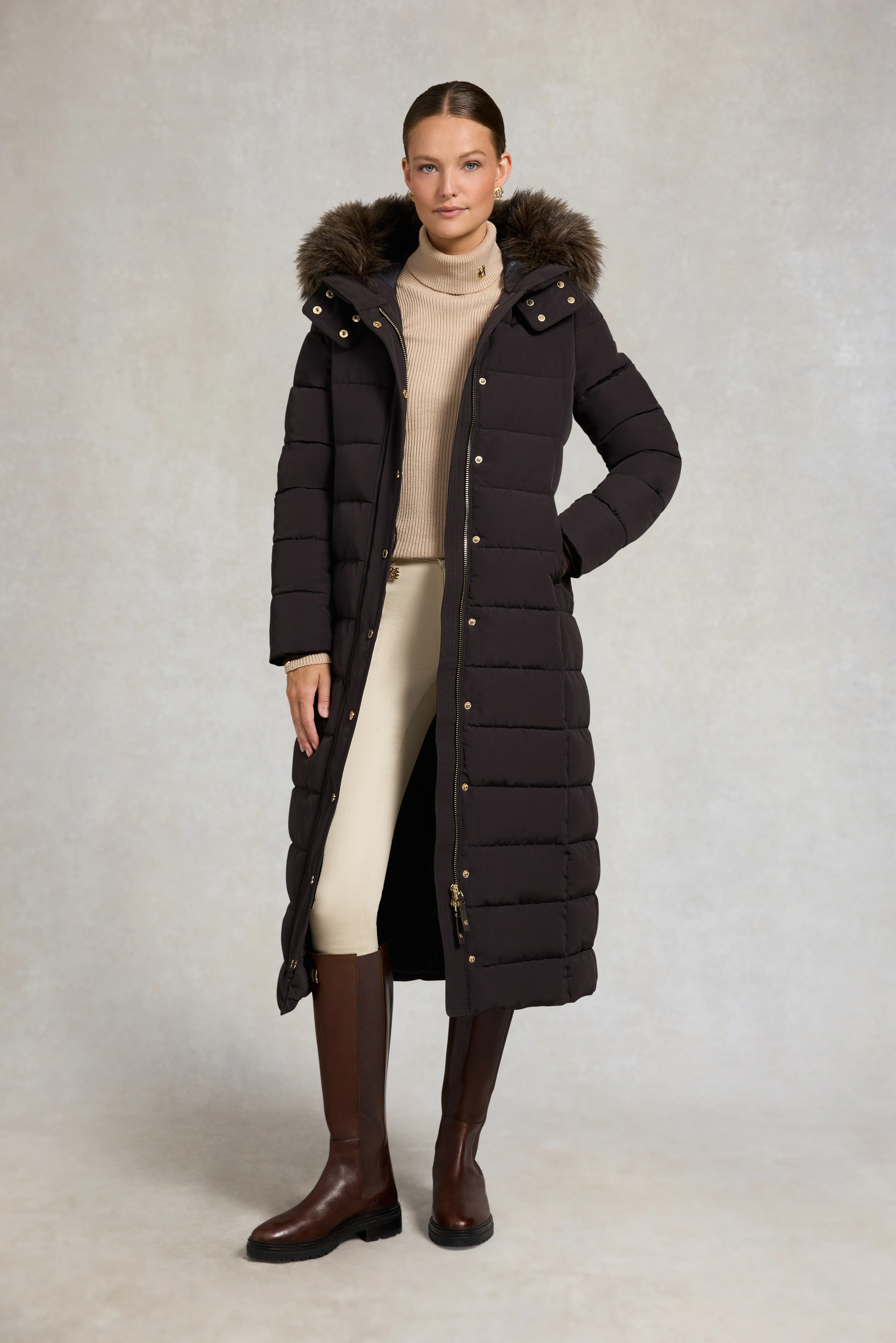 Stoneleigh Longline Coat (Chocolate) - Image 2