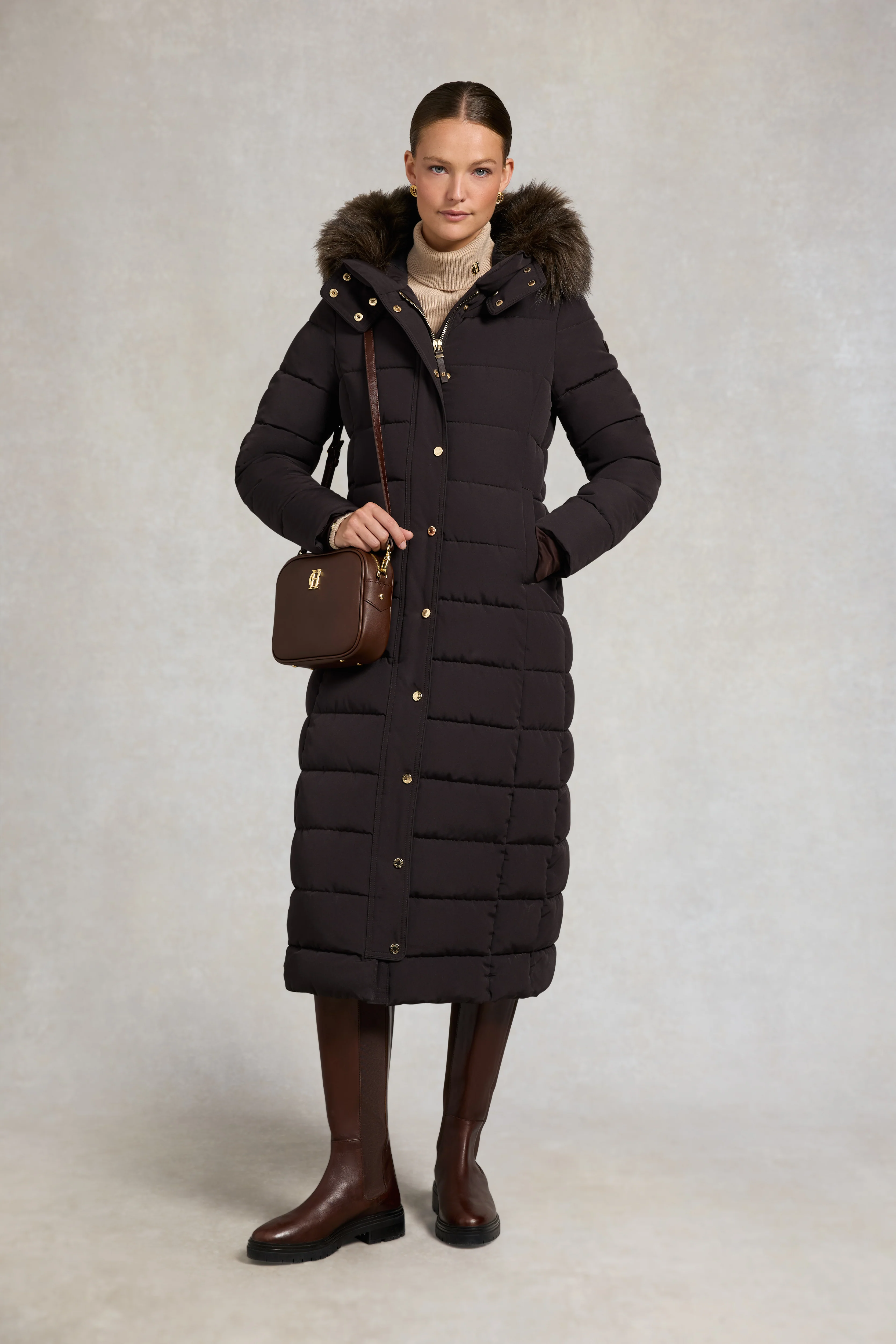 Stoneleigh Longline Coat (Chocolate) - Image 3