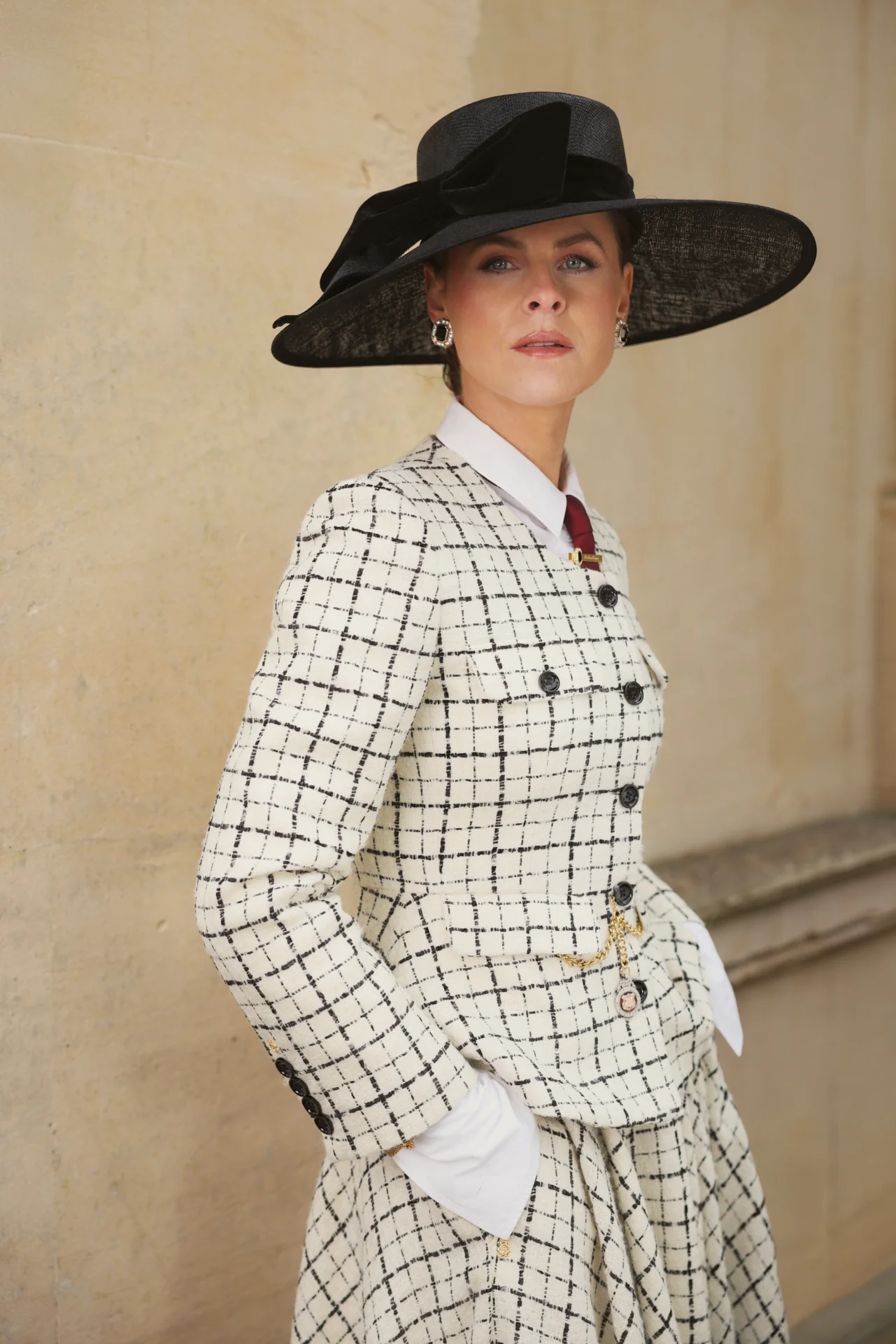 Tailored Peplum Jacket (Ivory Couture Check)
