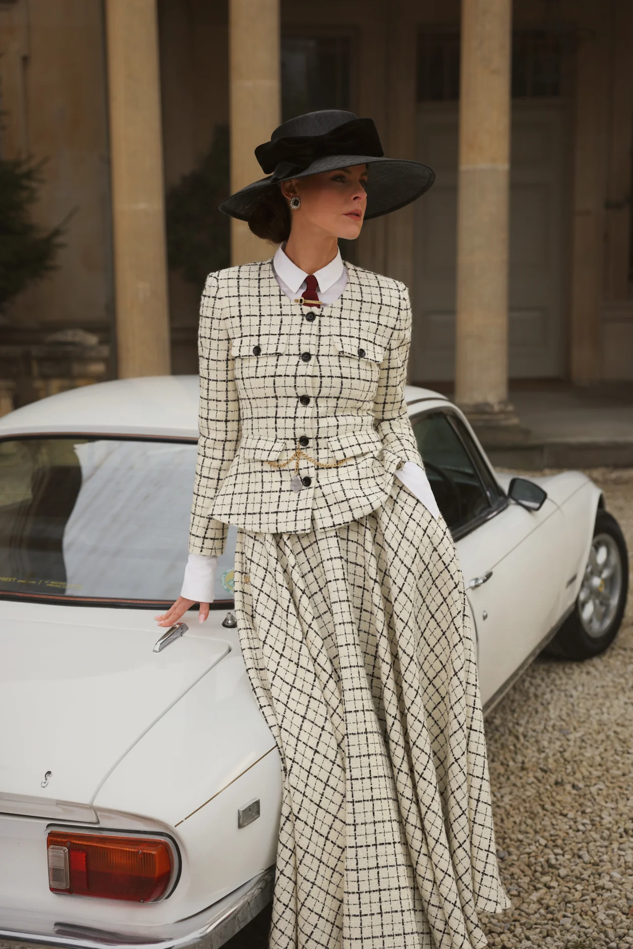 Tailored Peplum Jacket (Ivory Couture Check) - Image 2