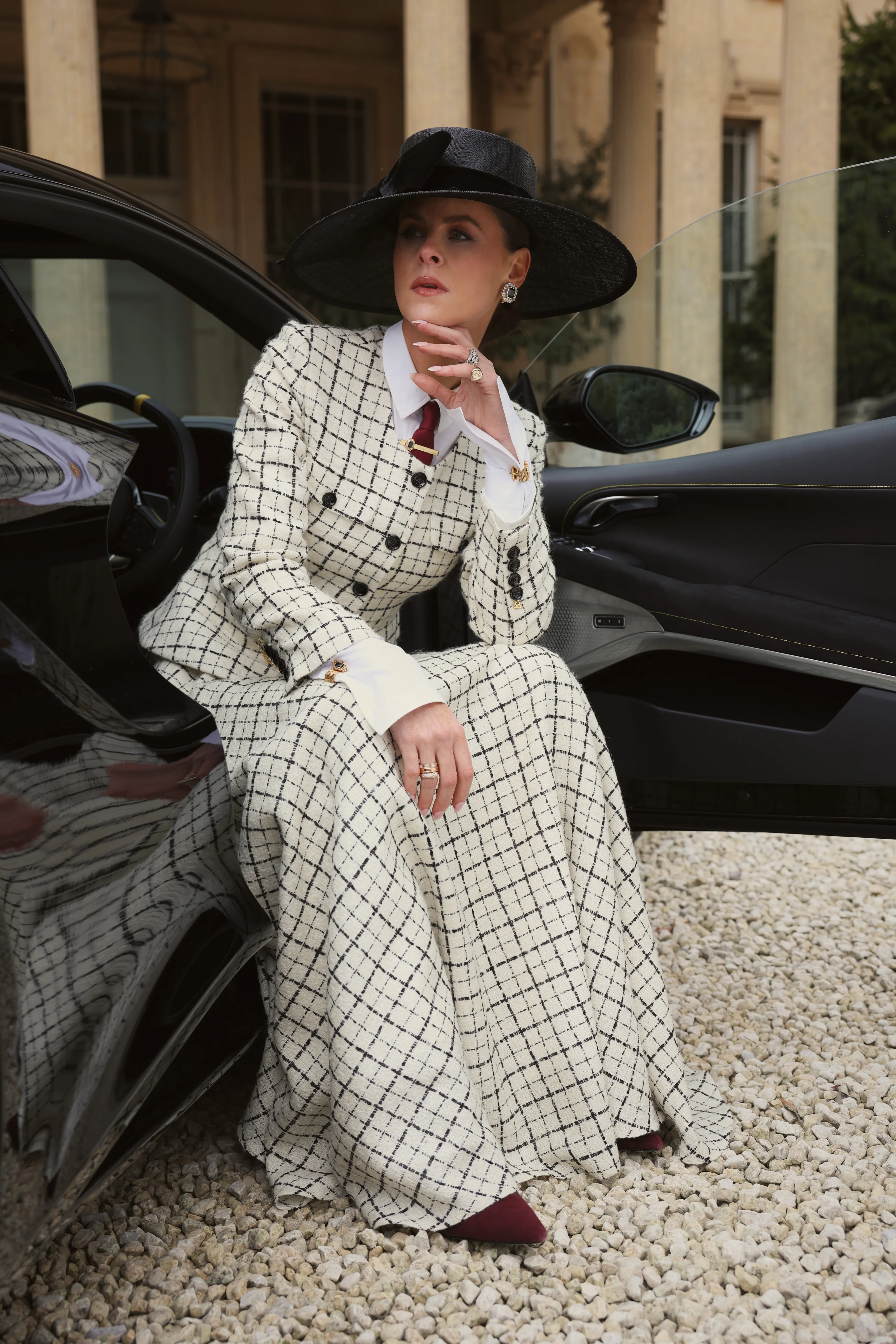 Tailored Peplum Jacket (Ivory Couture Check) - Image 3