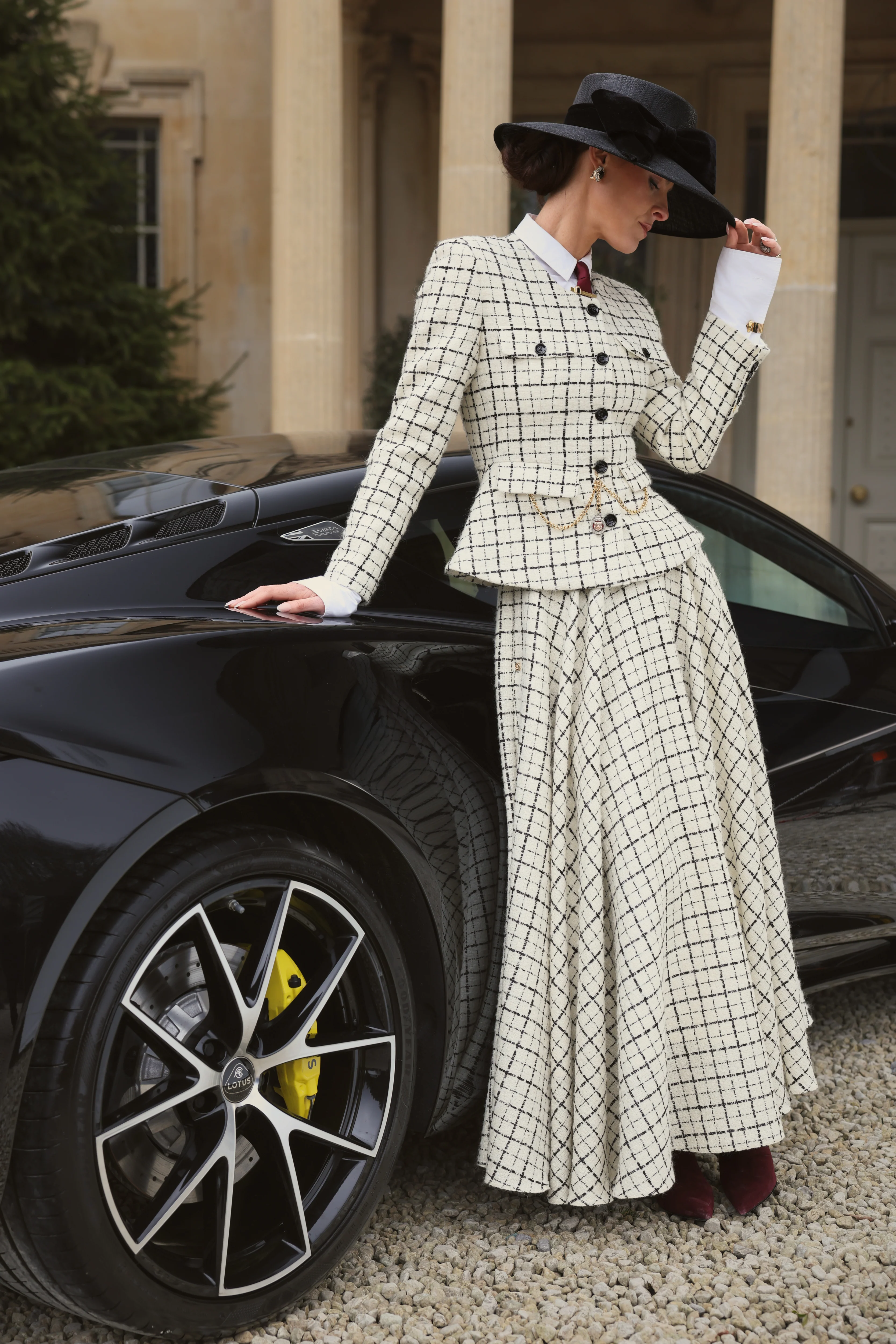 Tailored Peplum Jacket (Ivory Couture Check) - Image 4