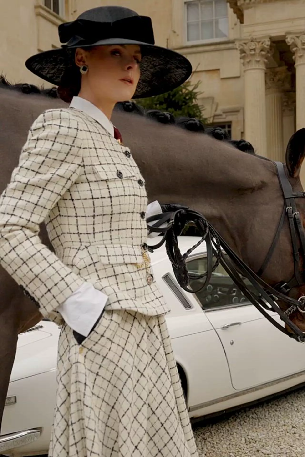 Tailored Peplum Jacket (Ivory Couture Check) - Image 5