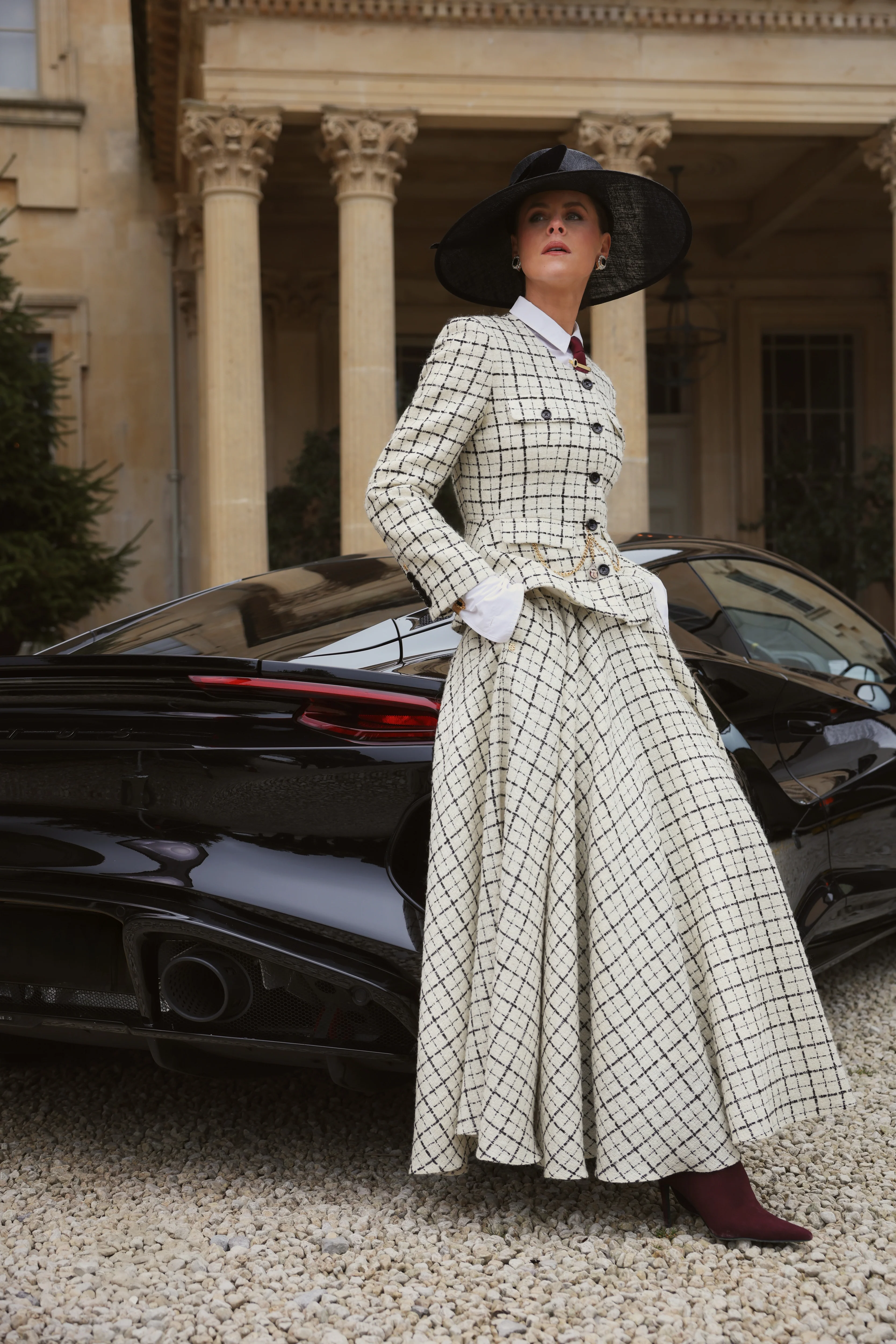Tailored Peplum Jacket (Ivory Couture Check) - Image 6
