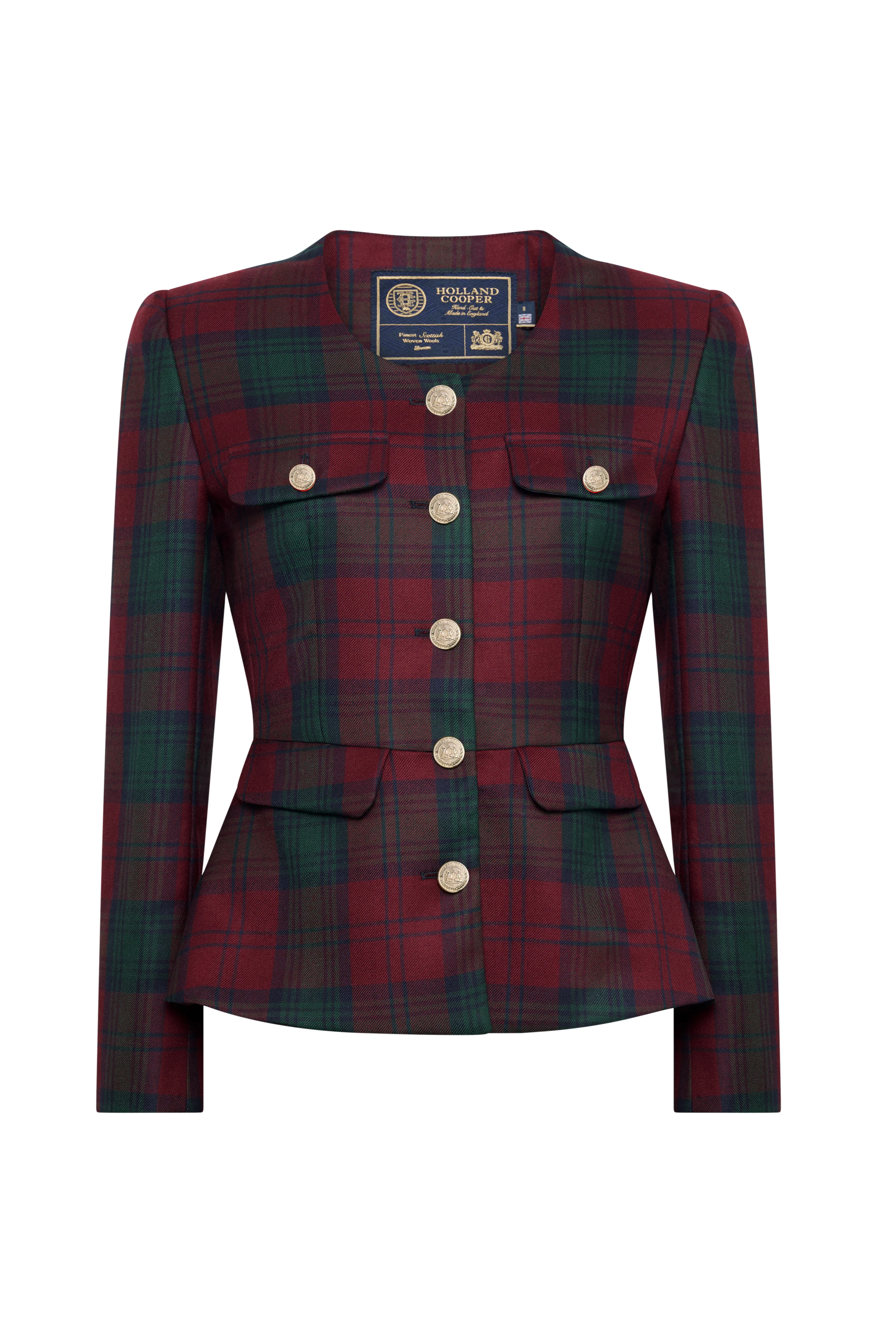 Tailored Peplum Jacket (Mulberry Tartan) - Image 2