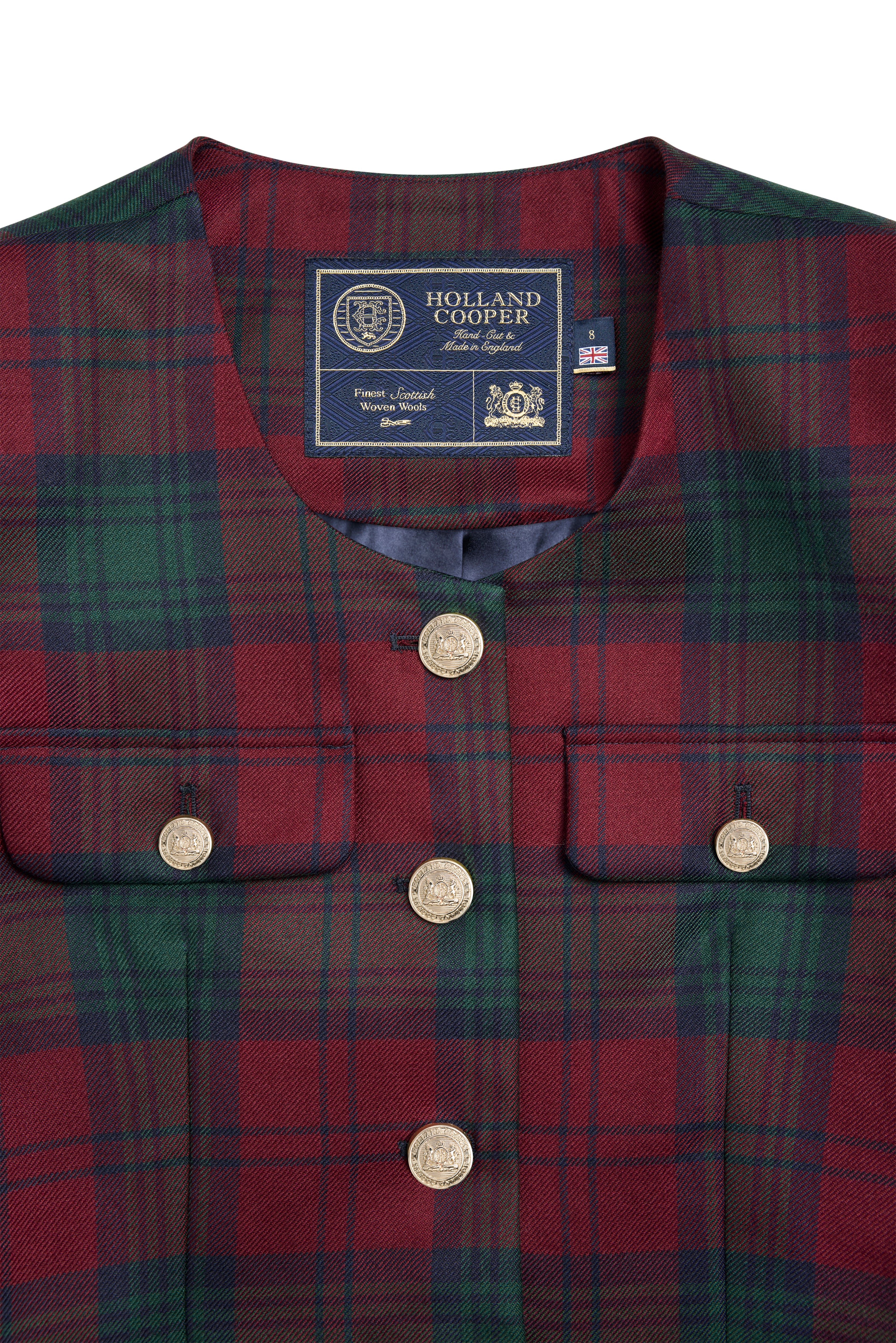 Tailored Peplum Jacket (Mulberry Tartan) - Image 3