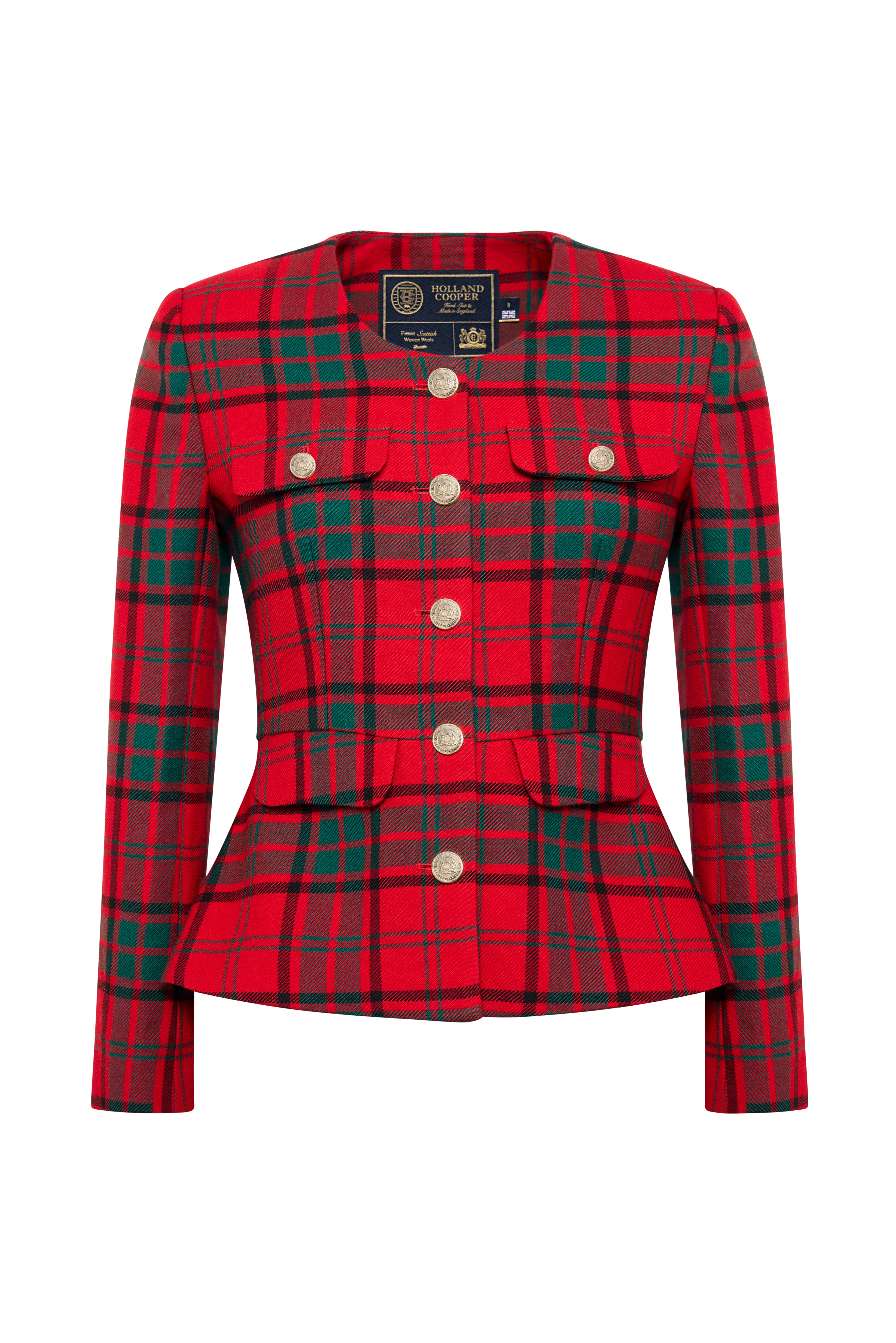 Tailored Peplum Jacket (Red Tartan) - Image 3