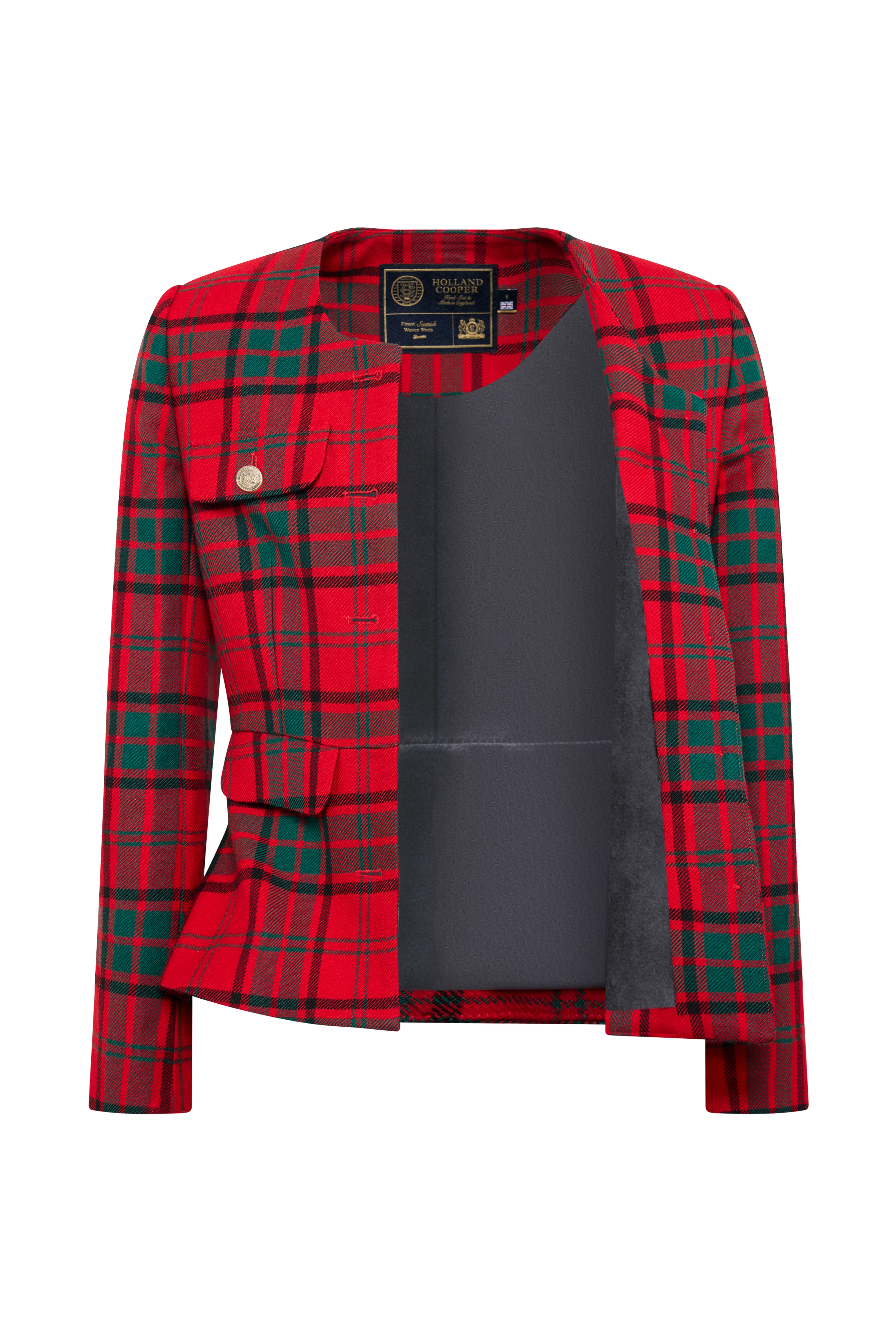Tailored Peplum Jacket (Red Tartan) - Image 4