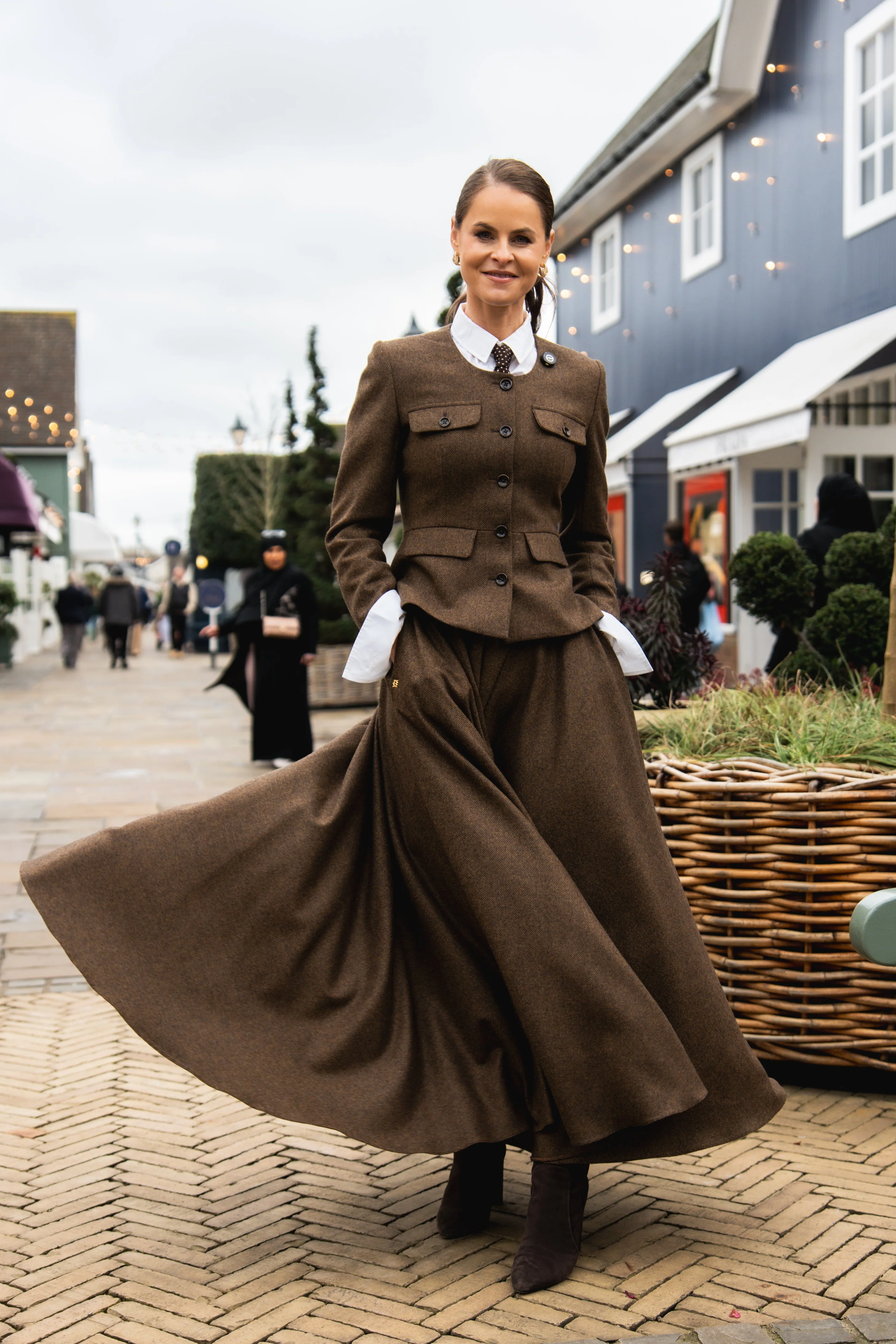 Tailored Peplum Jacket (Tobacco Herringbone) - Image 2