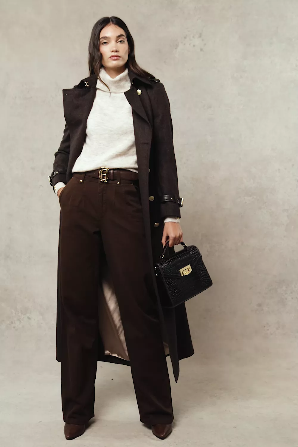 Tailored Wide Leg Jean (Chocolate) - Image 5