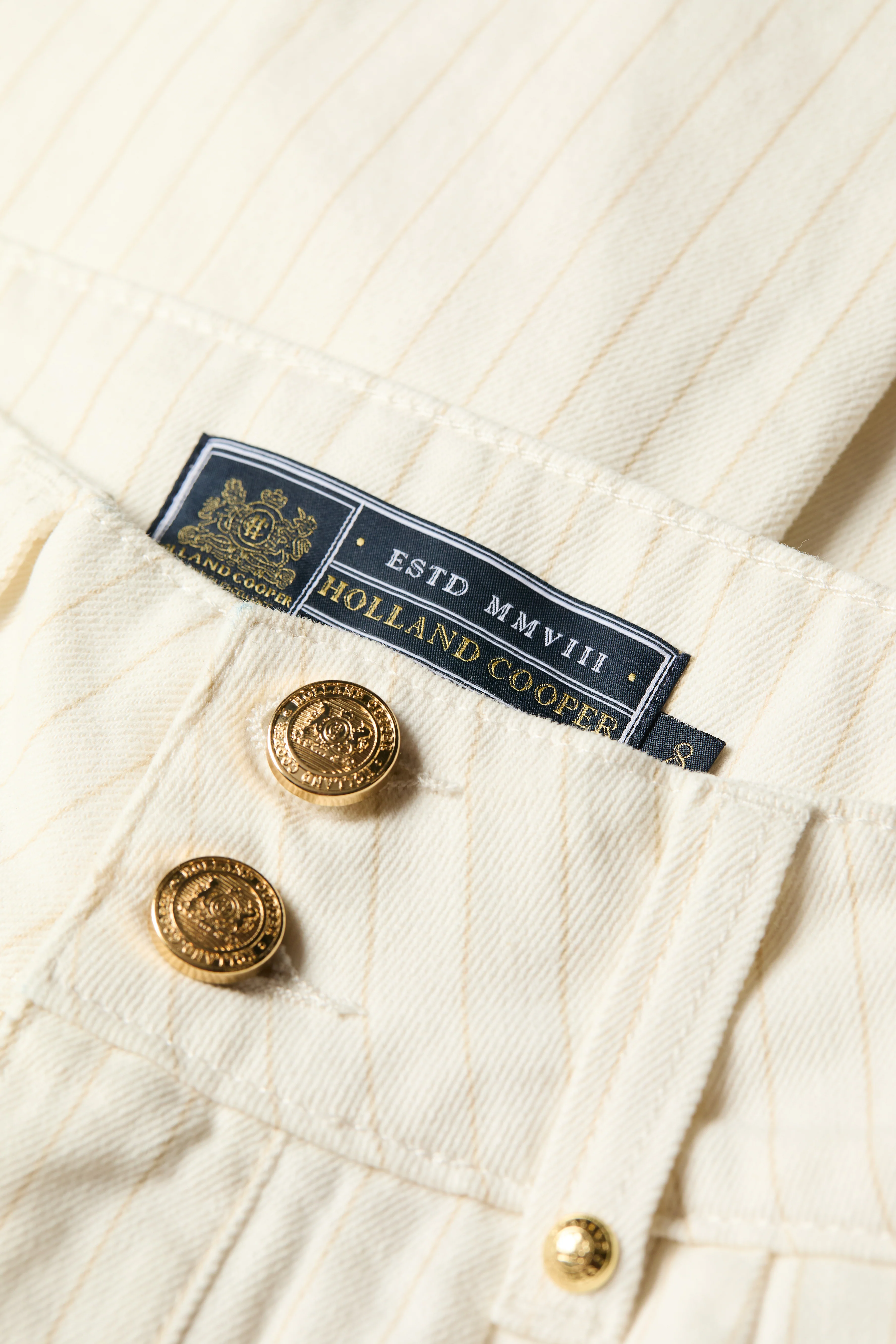 Tailored Wide Leg Jean (Ecru Stripe) - Image 10