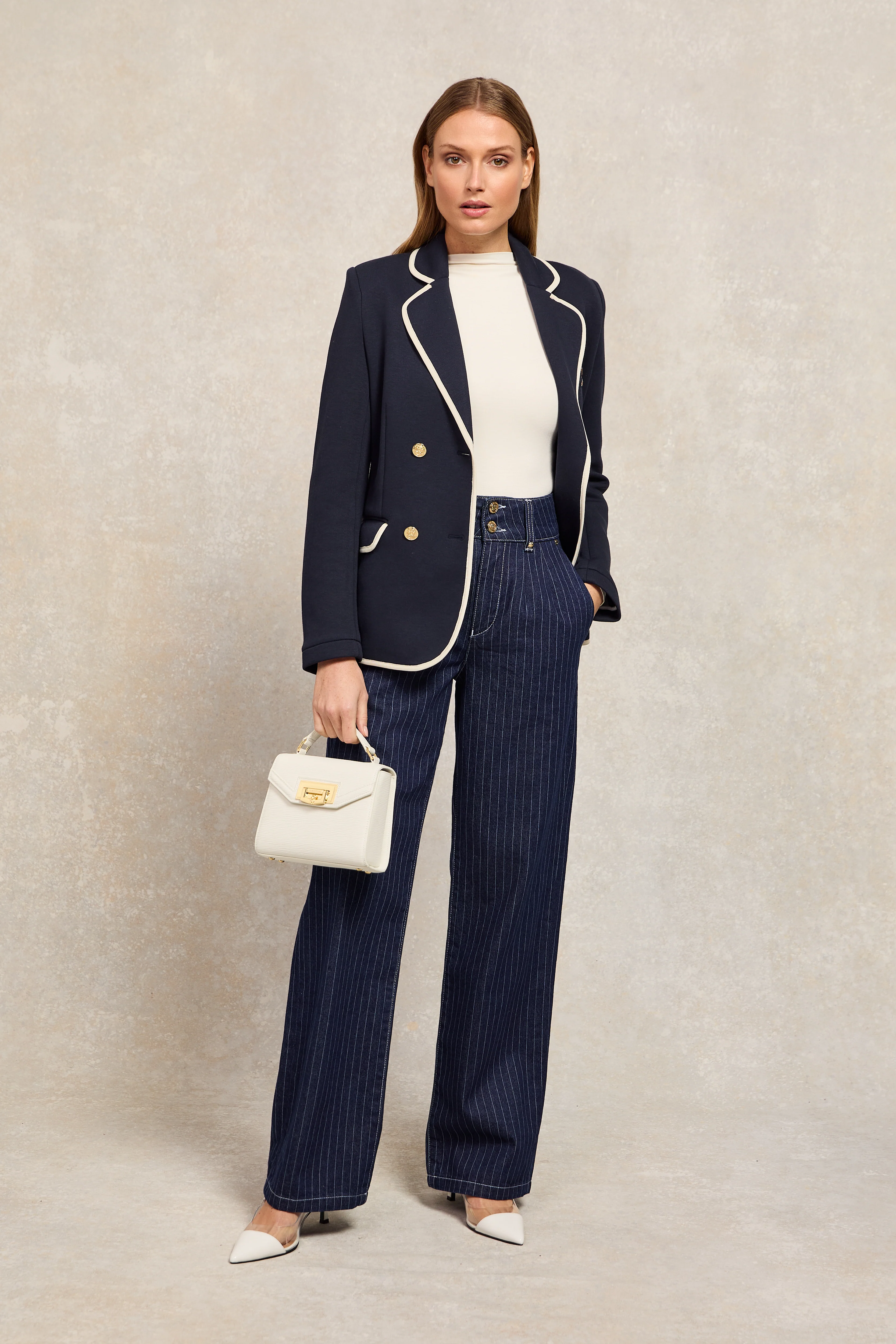 Tailored Wide Leg Jean (Indigo Stripe) - Image 3