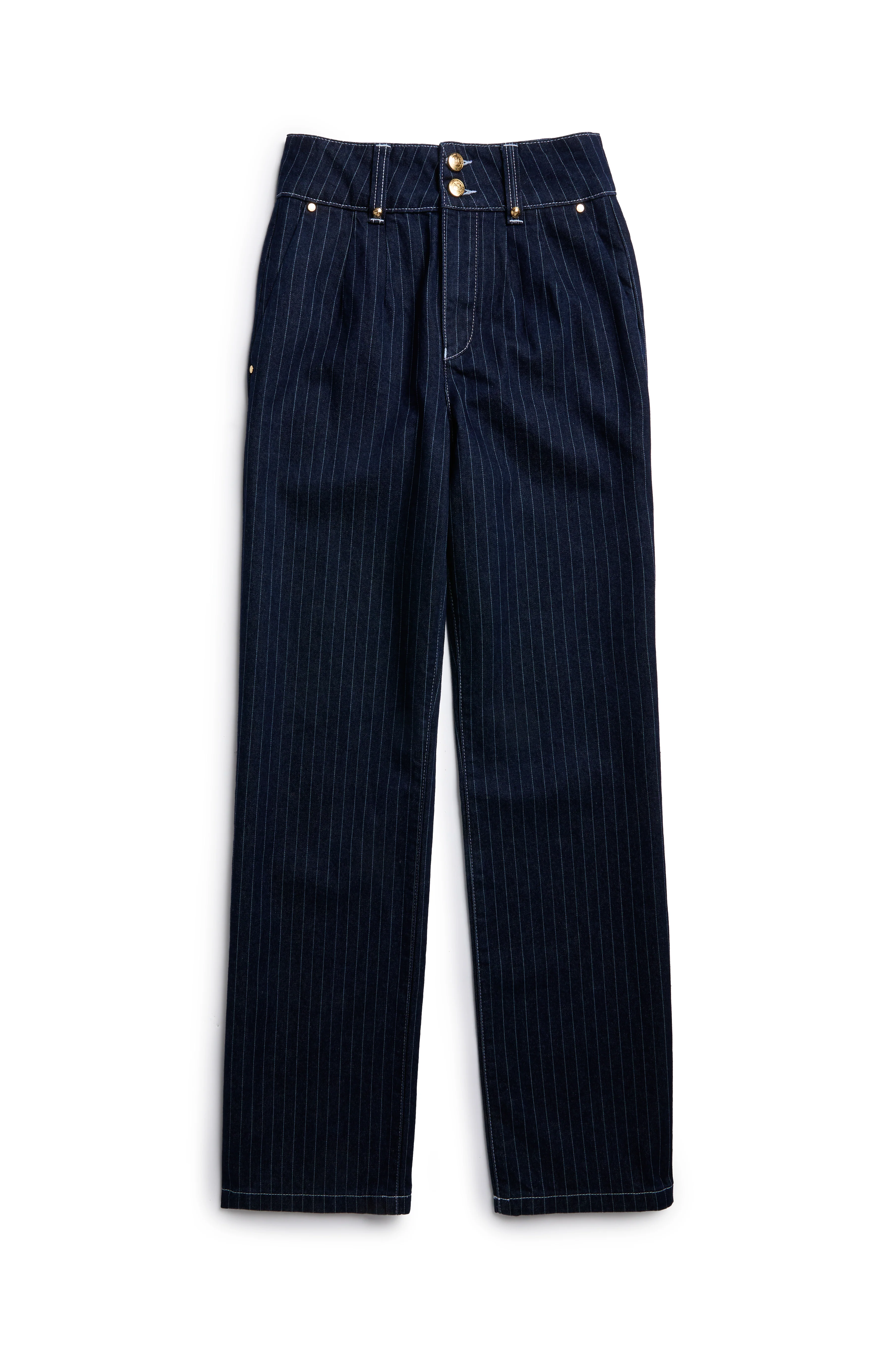 Tailored Wide Leg Jean (Indigo Stripe) - Image 4