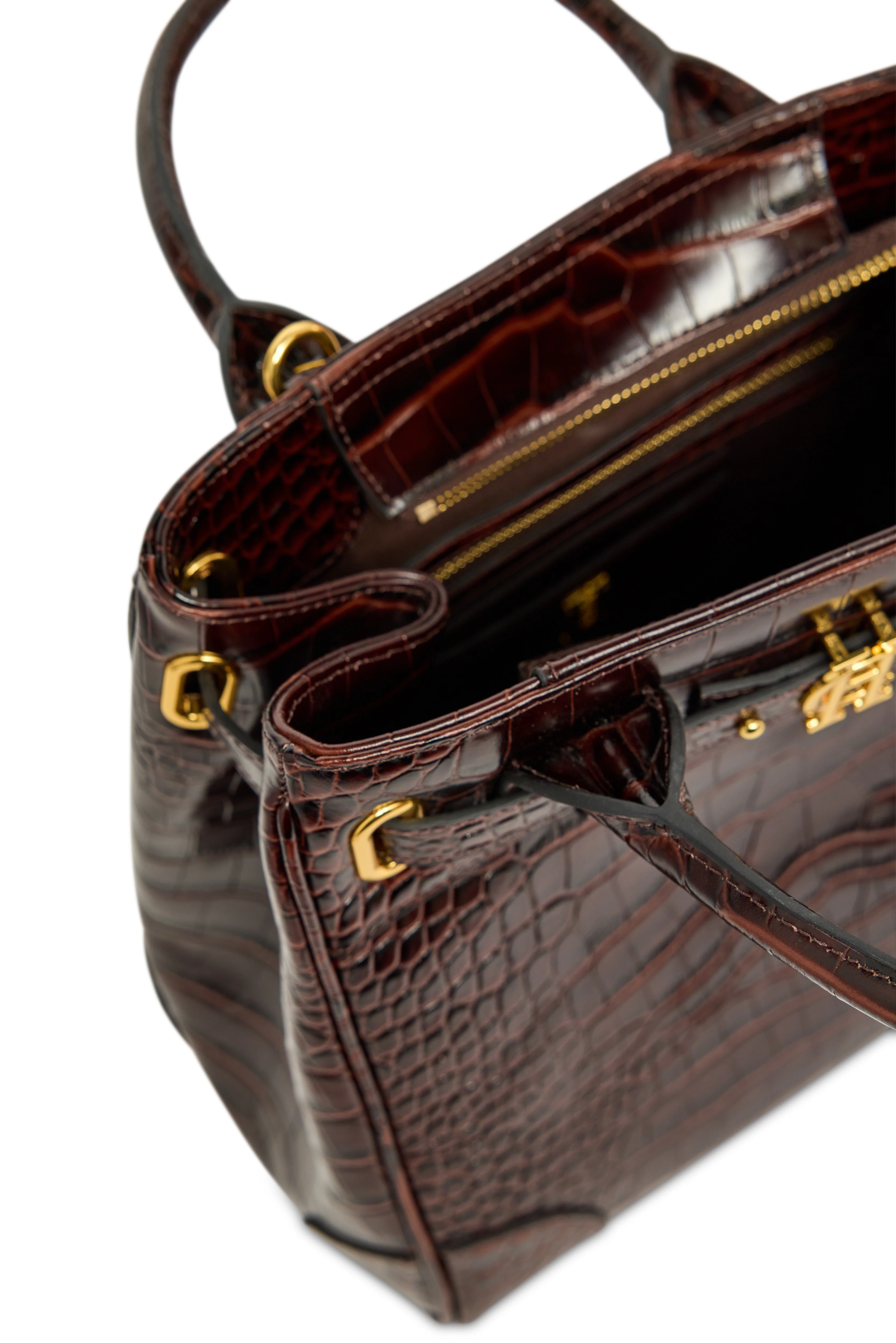 The Brompton Mini Tote (Rich Chocolate Croc) - Image 4