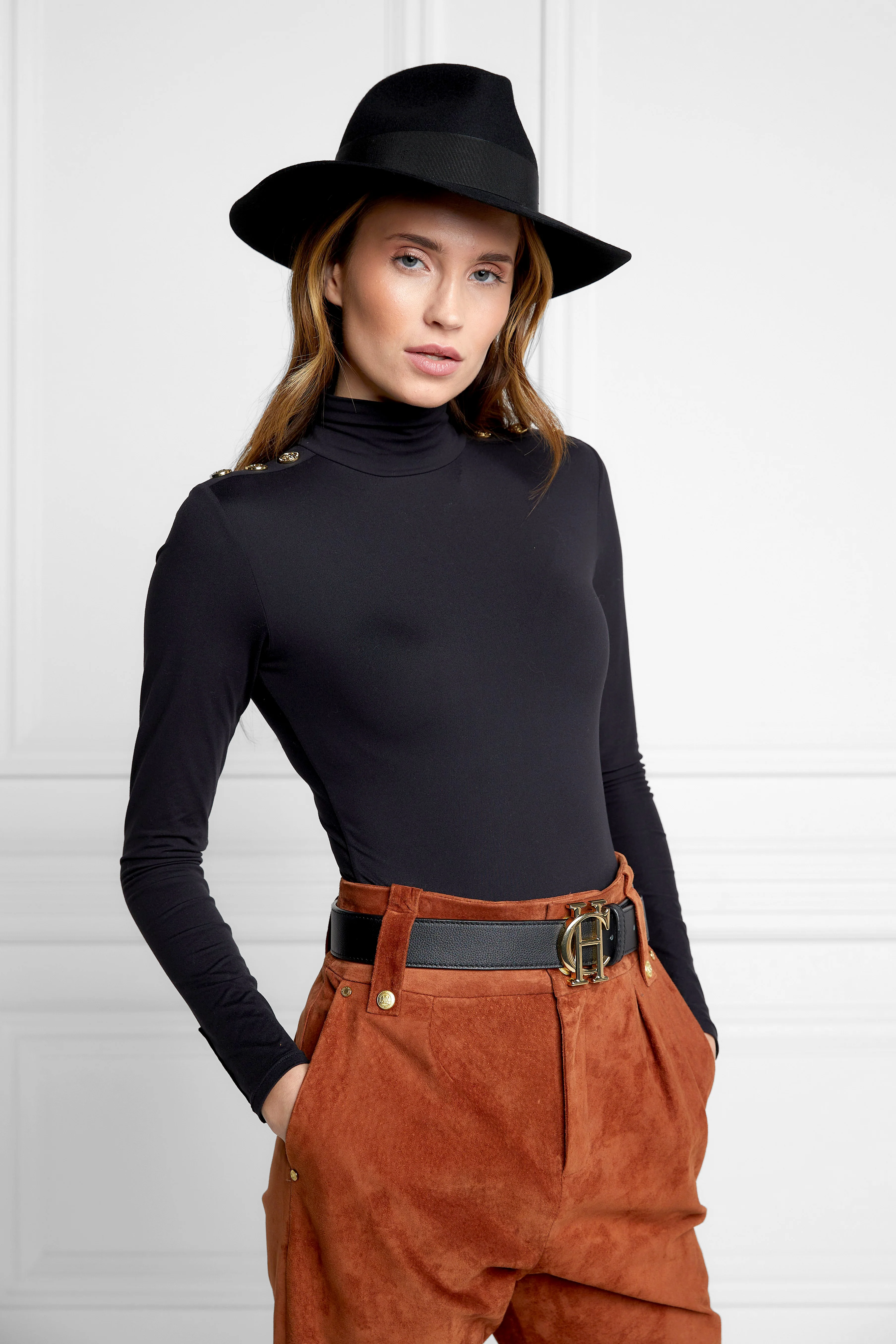 Trilby Hat Gold Feather (Black) - Image 7