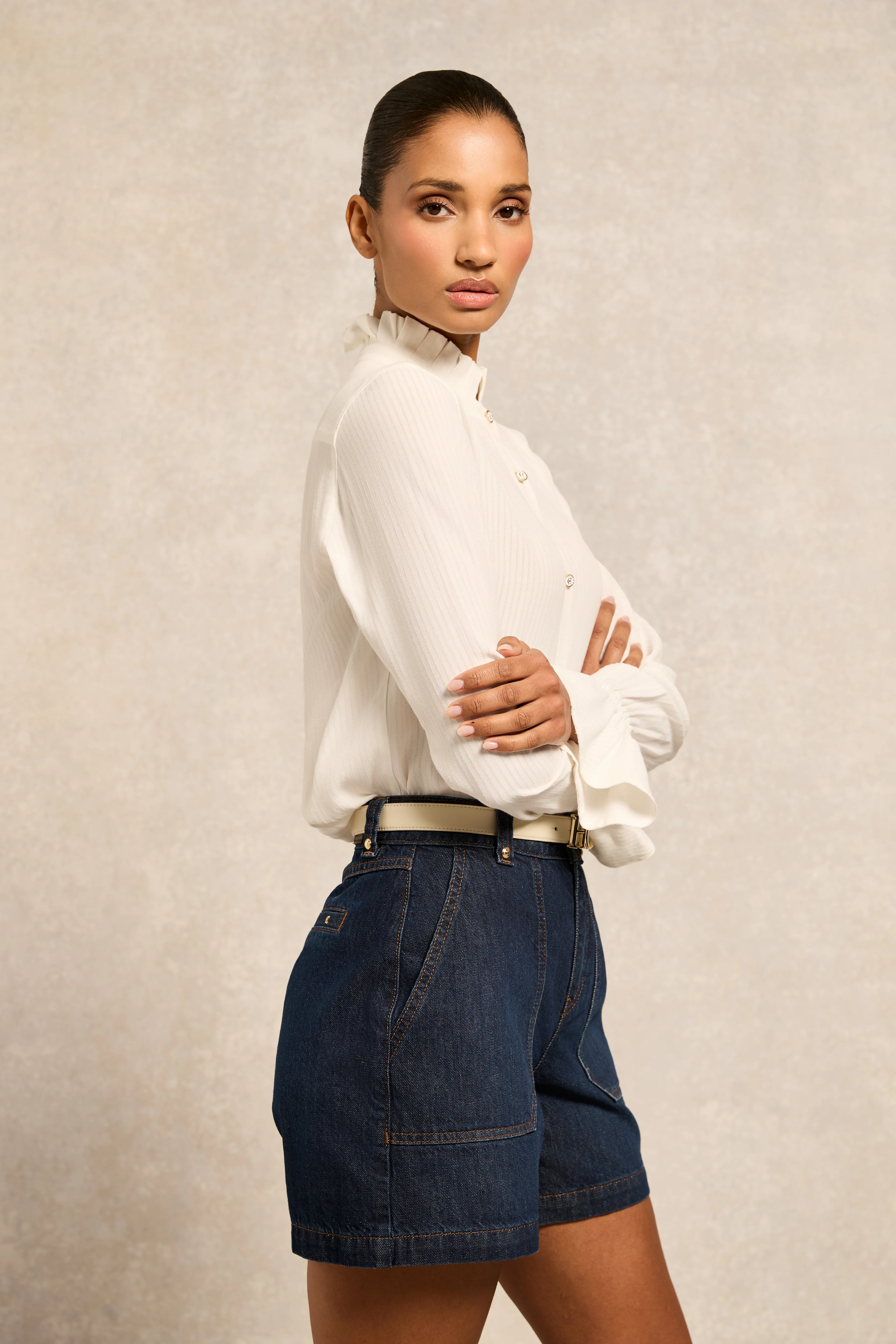 Utility Denim Shorts (Deep Indigo) - Image 3