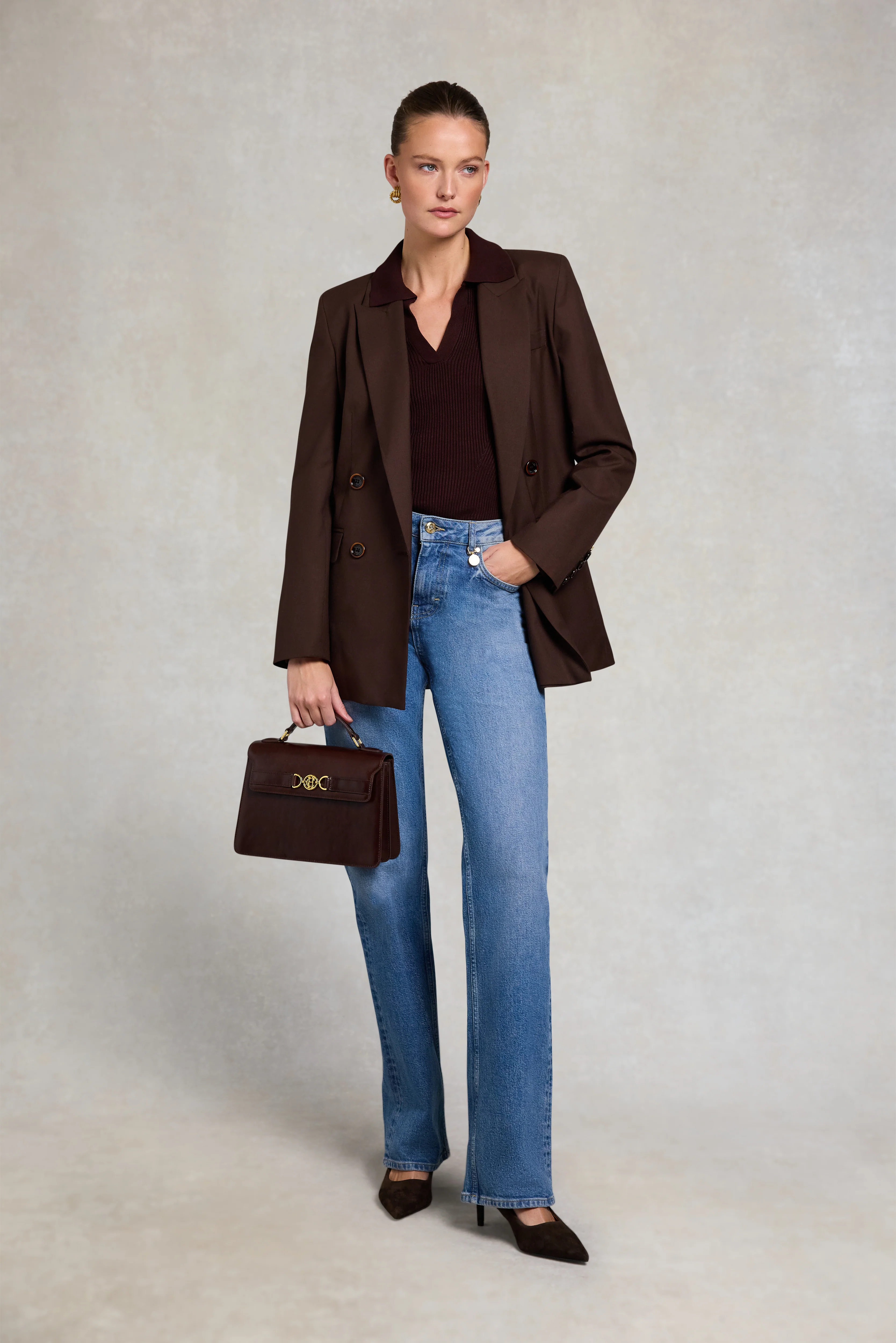 V-Neck Rib Top (Chocolate) - Image 3