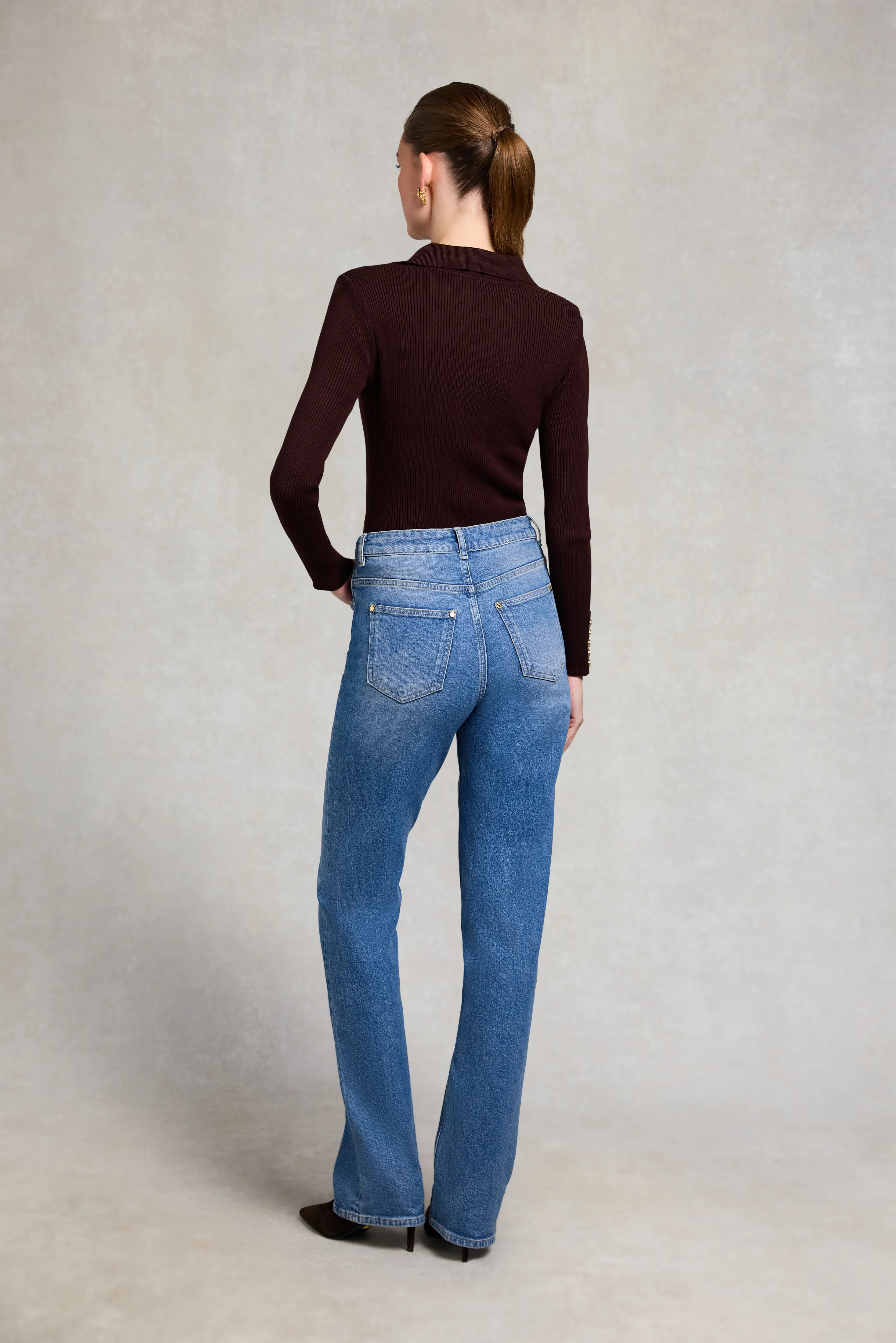 V-Neck Rib Top (Chocolate) - Image 5