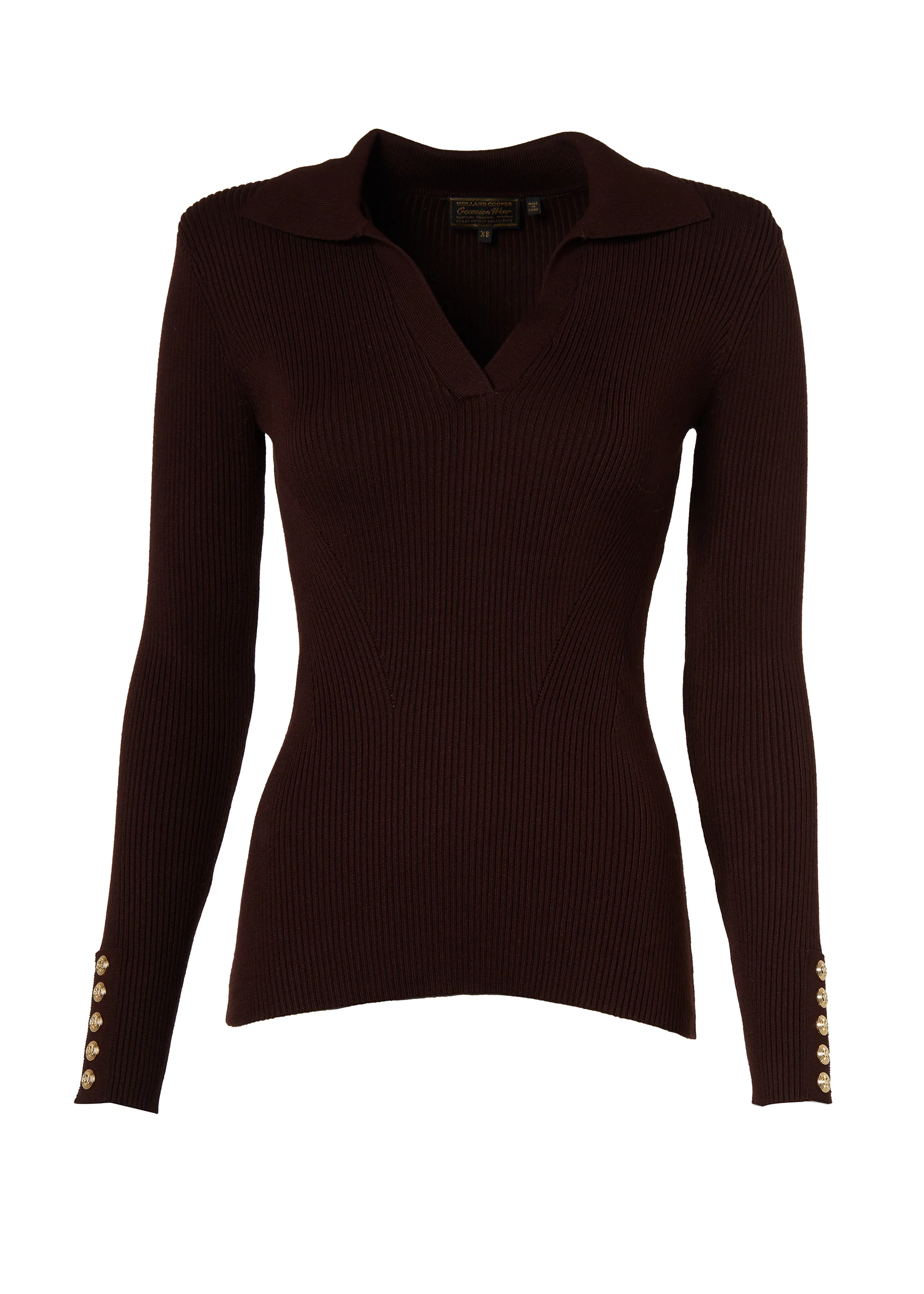 V-Neck Rib Top (Chocolate) - Image 6